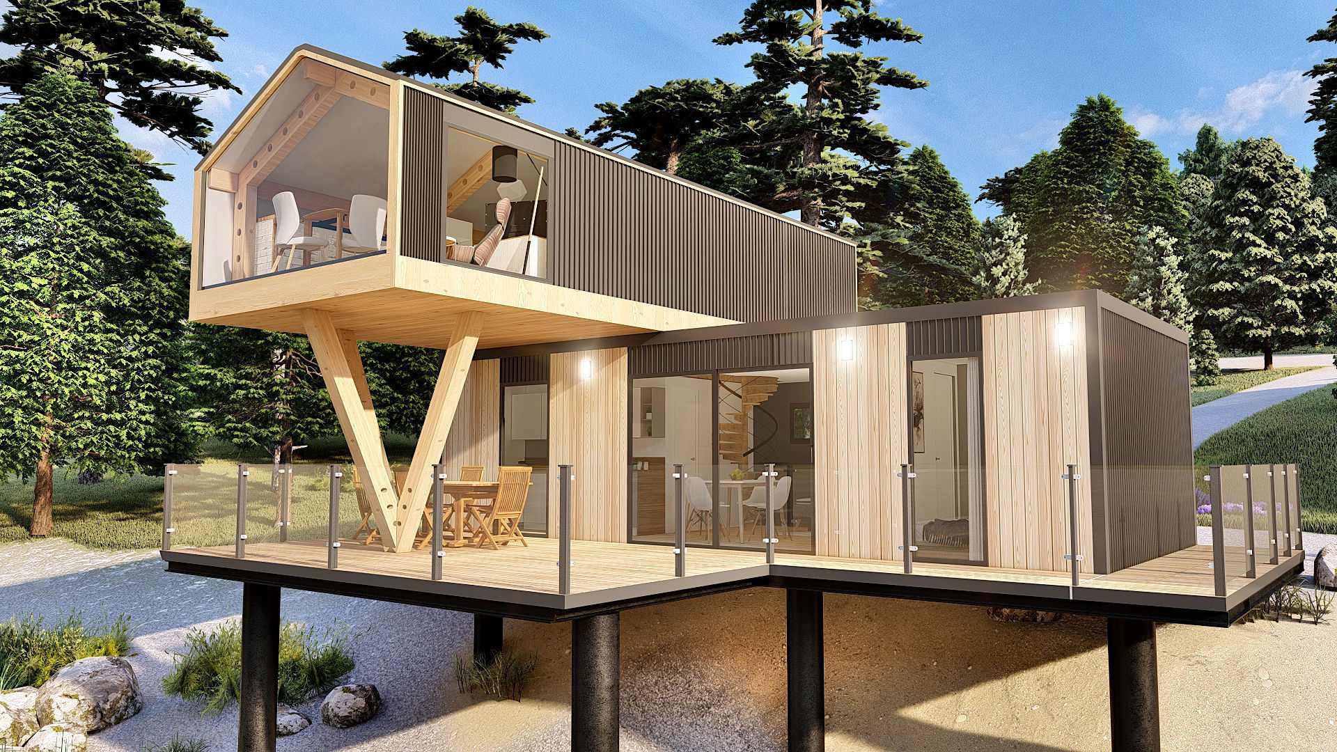 comboK2 moder 2 storey container house Low-poly 3D model_8