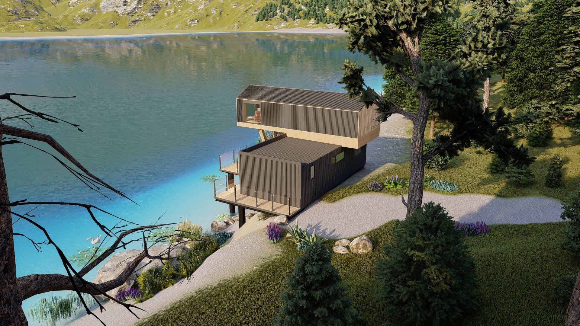 comboK2 moder 2 storey container house Low-poly 3D model_16