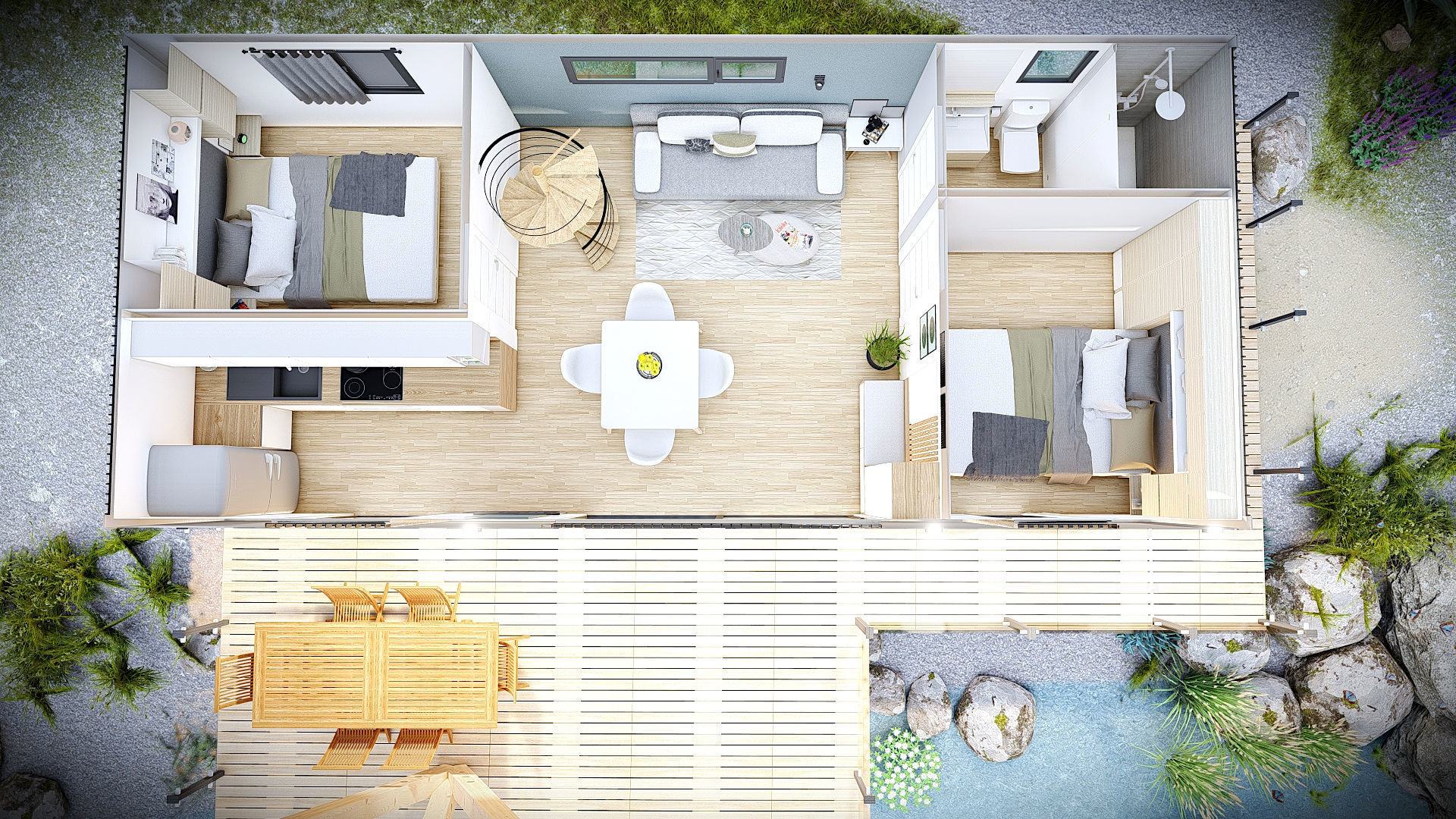 comboK2 moder 2 storey container house Low-poly 3D model_4