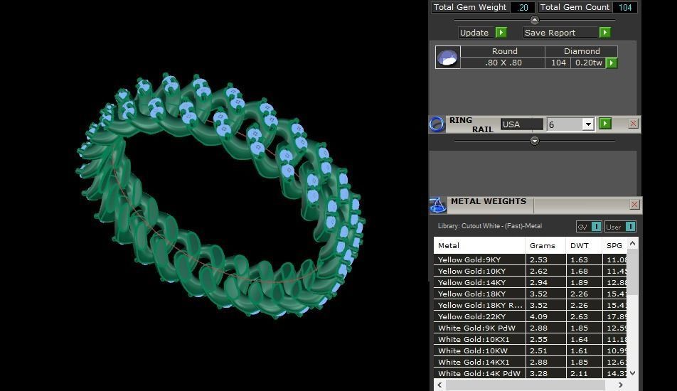 Cuban Link Diamond Band Ring SIZE 6 3D print model_7