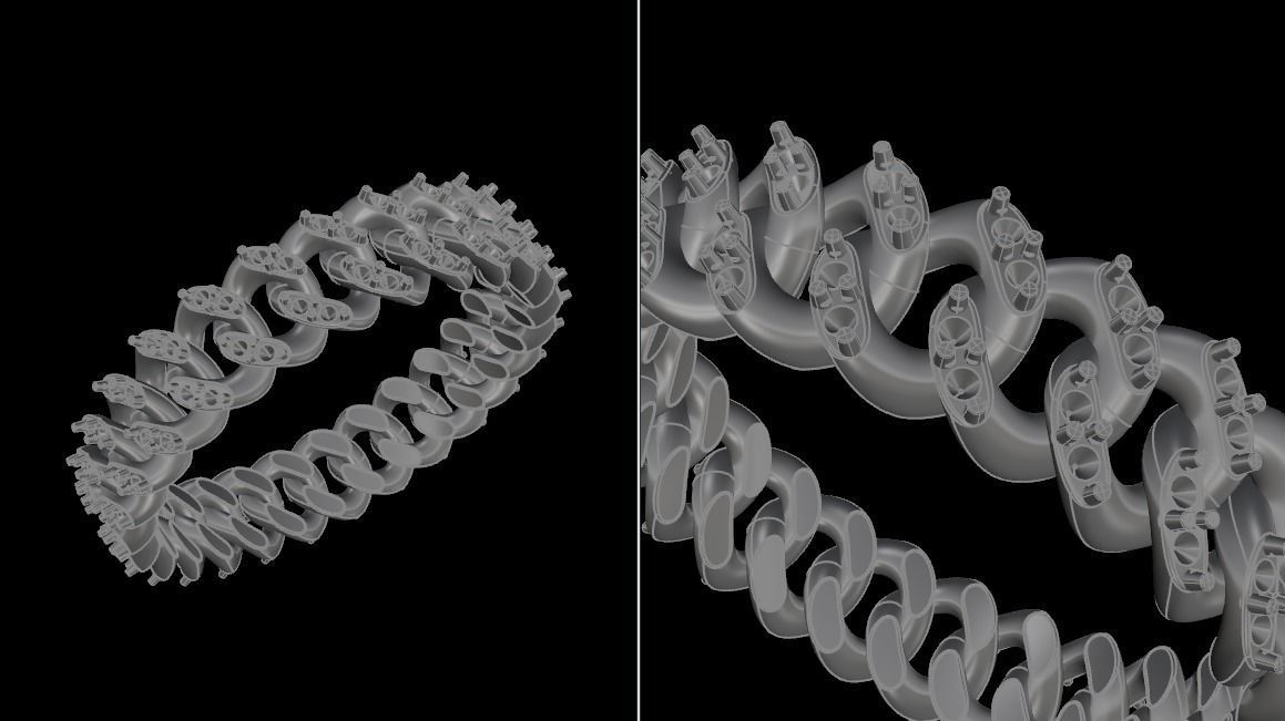 Cuban Link Diamond Band Ring SIZE 6 3D print model_12