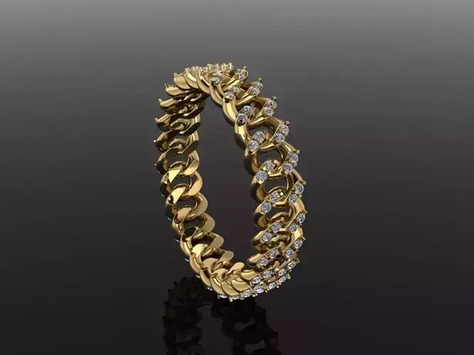 Cuban Link Diamond Band Ring SIZE 6