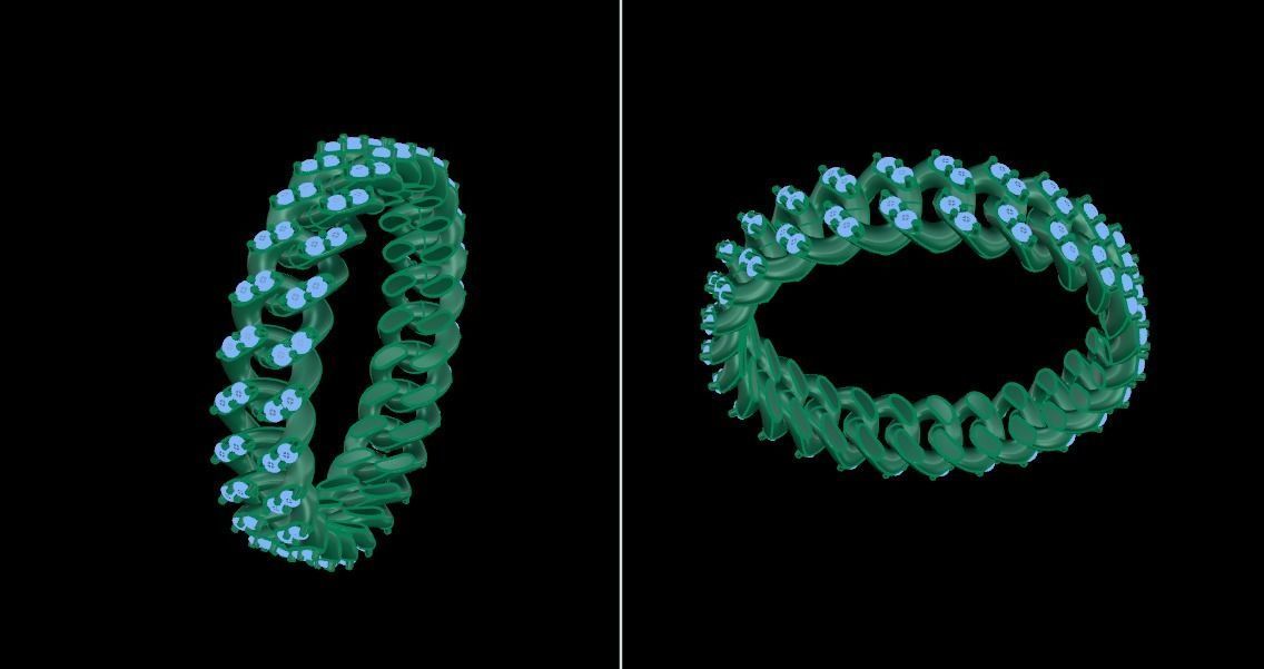 Cuban Link Diamond Band Ring SIZE 6 3D print model_11