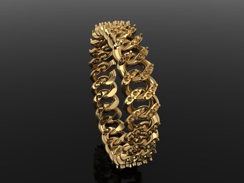 Cuban Link Diamond Band Ring SIZE 6 3D print model_4