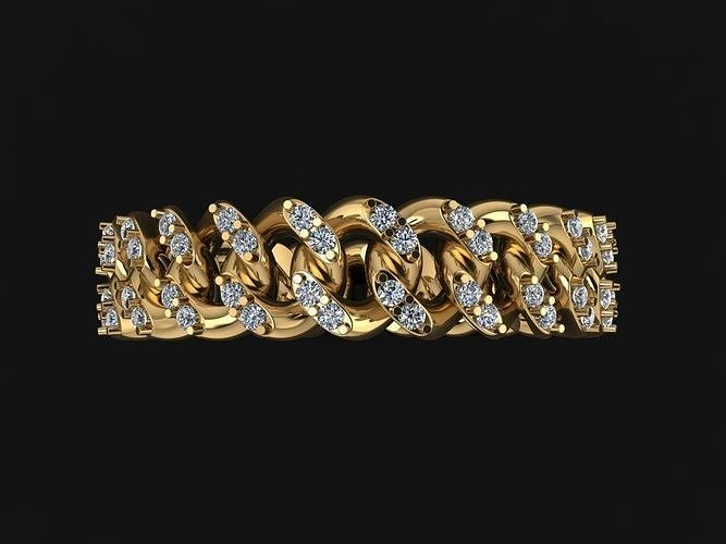 Cuban Link Diamond Band Ring SIZE 5 3D print model