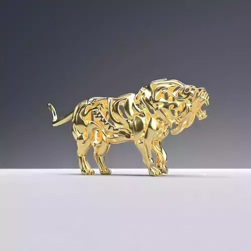 Hollow attack lion figurine
