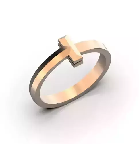 T 1 ring cross in rose gold 3D print model