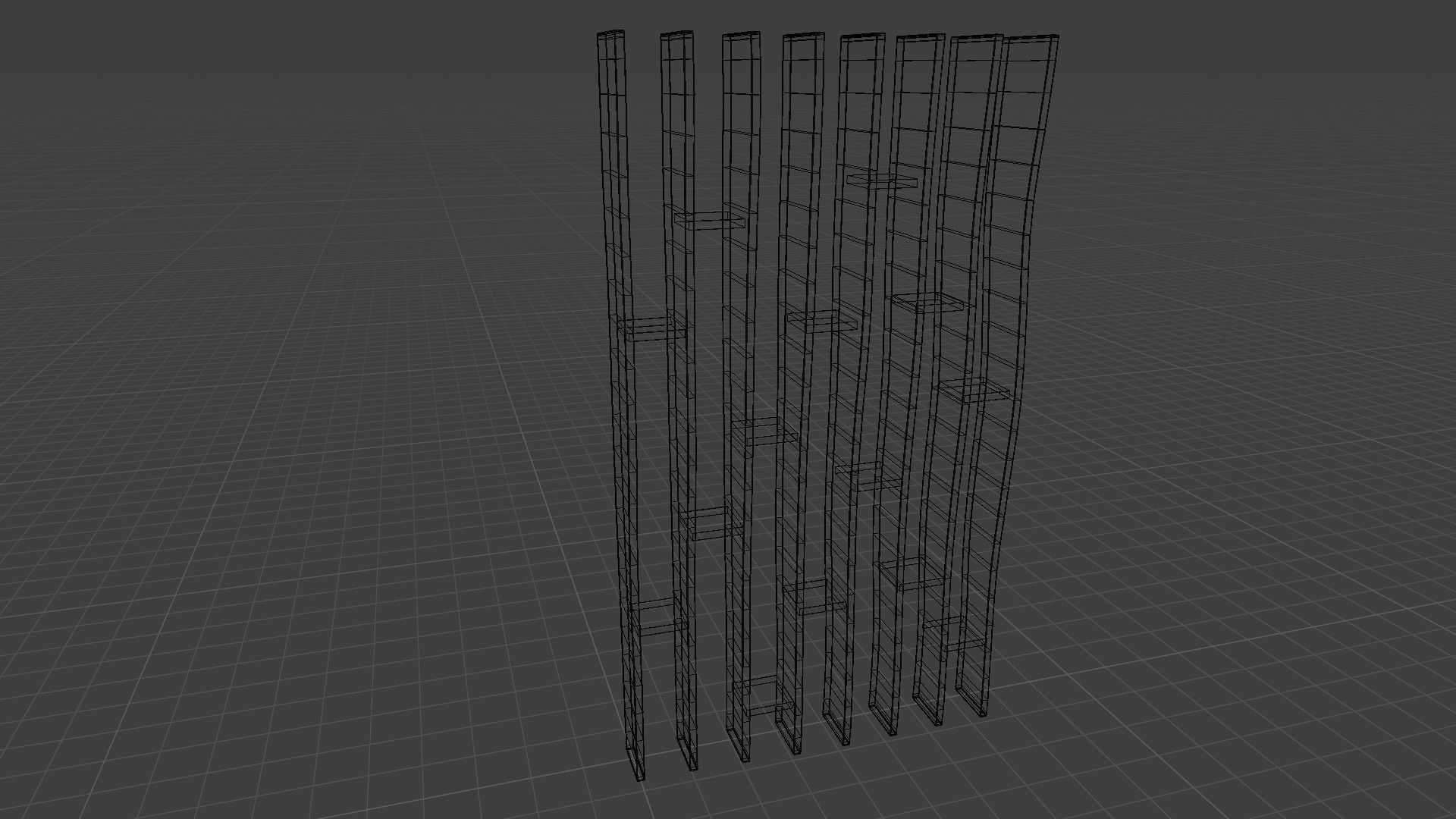 Bookcase wooden wall shelf 3D model_5