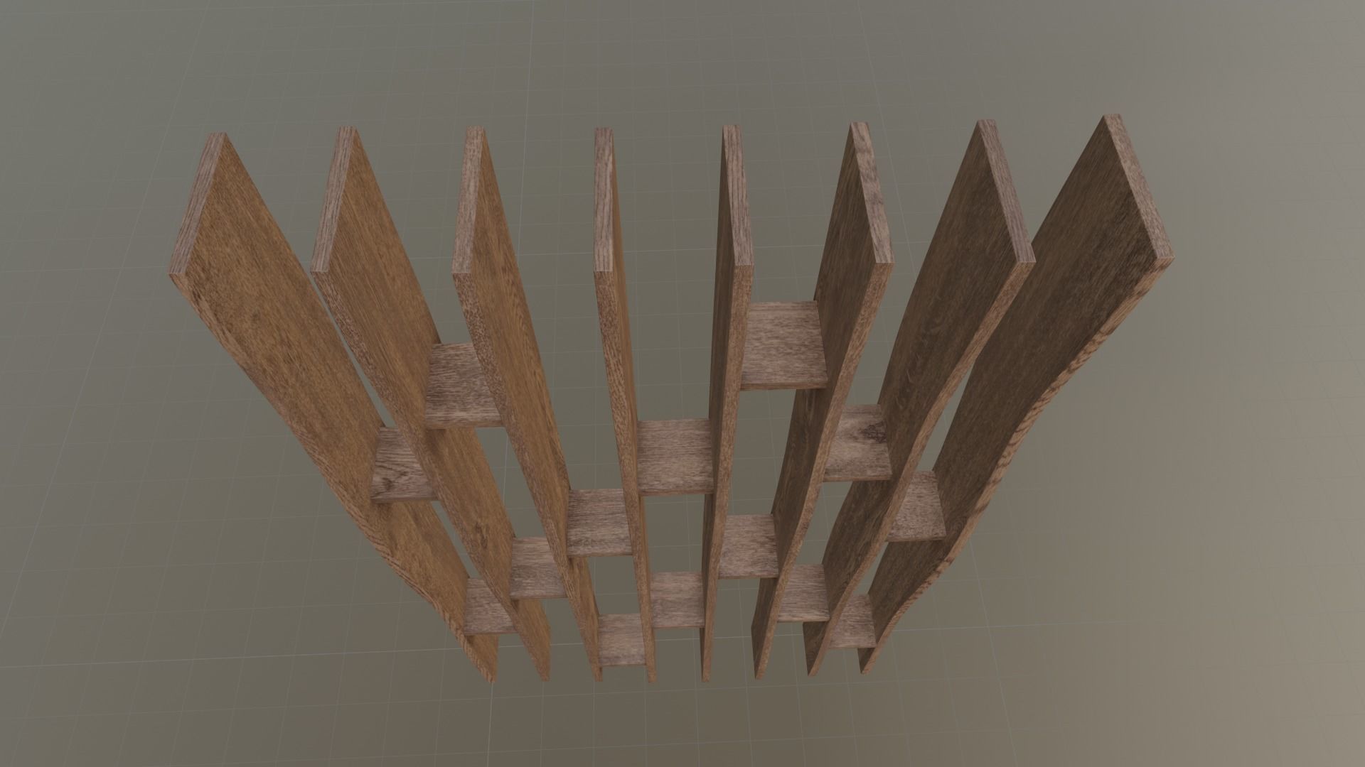 Bookcase wooden wall shelf 3D model_3
