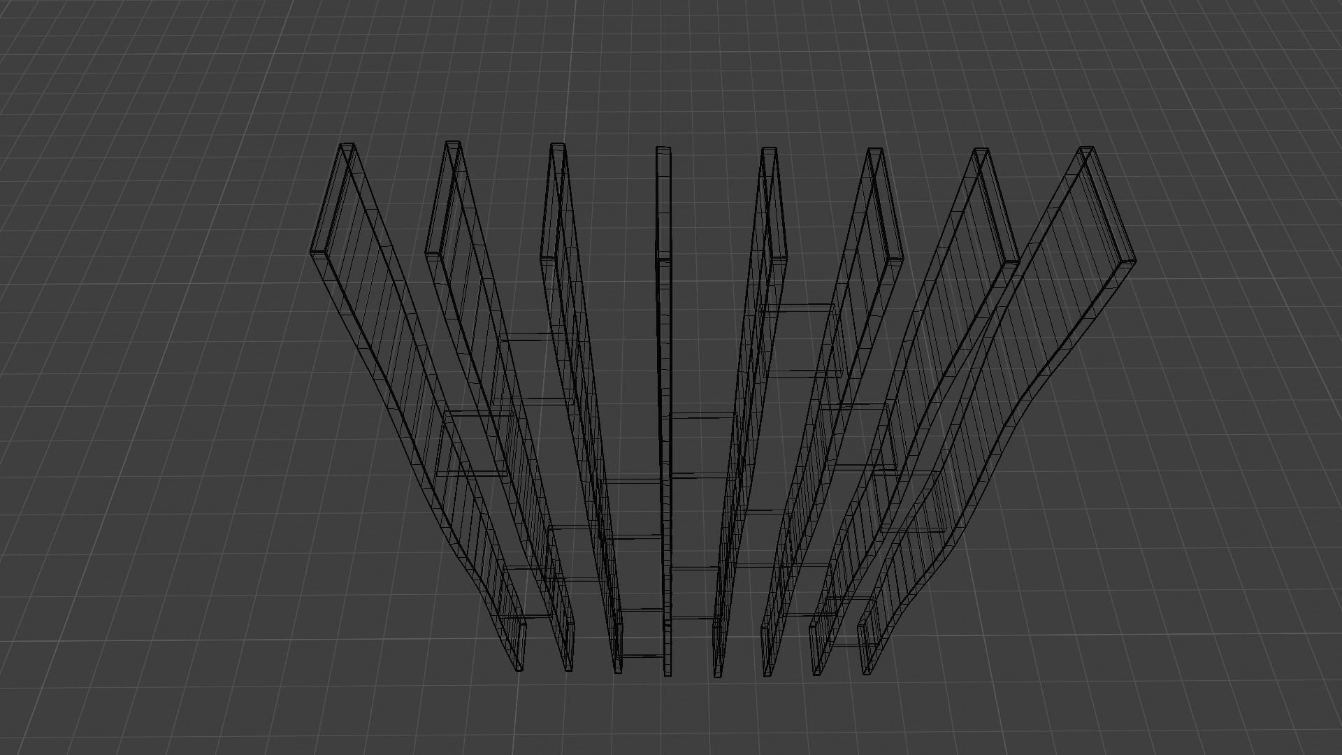 Bookcase wooden wall shelf 3D model_7
