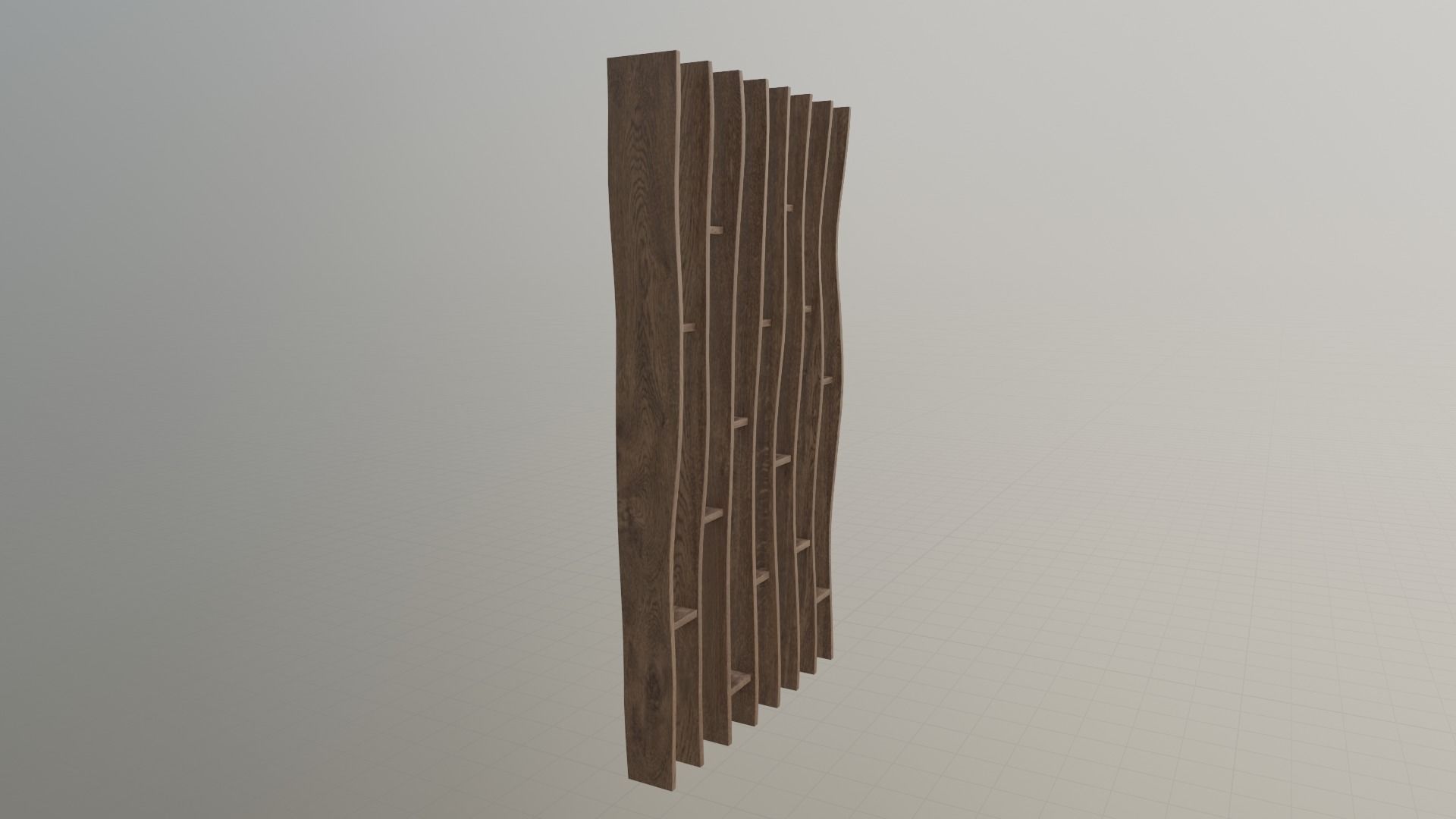 Bookcase wooden wall shelf 3D model_1