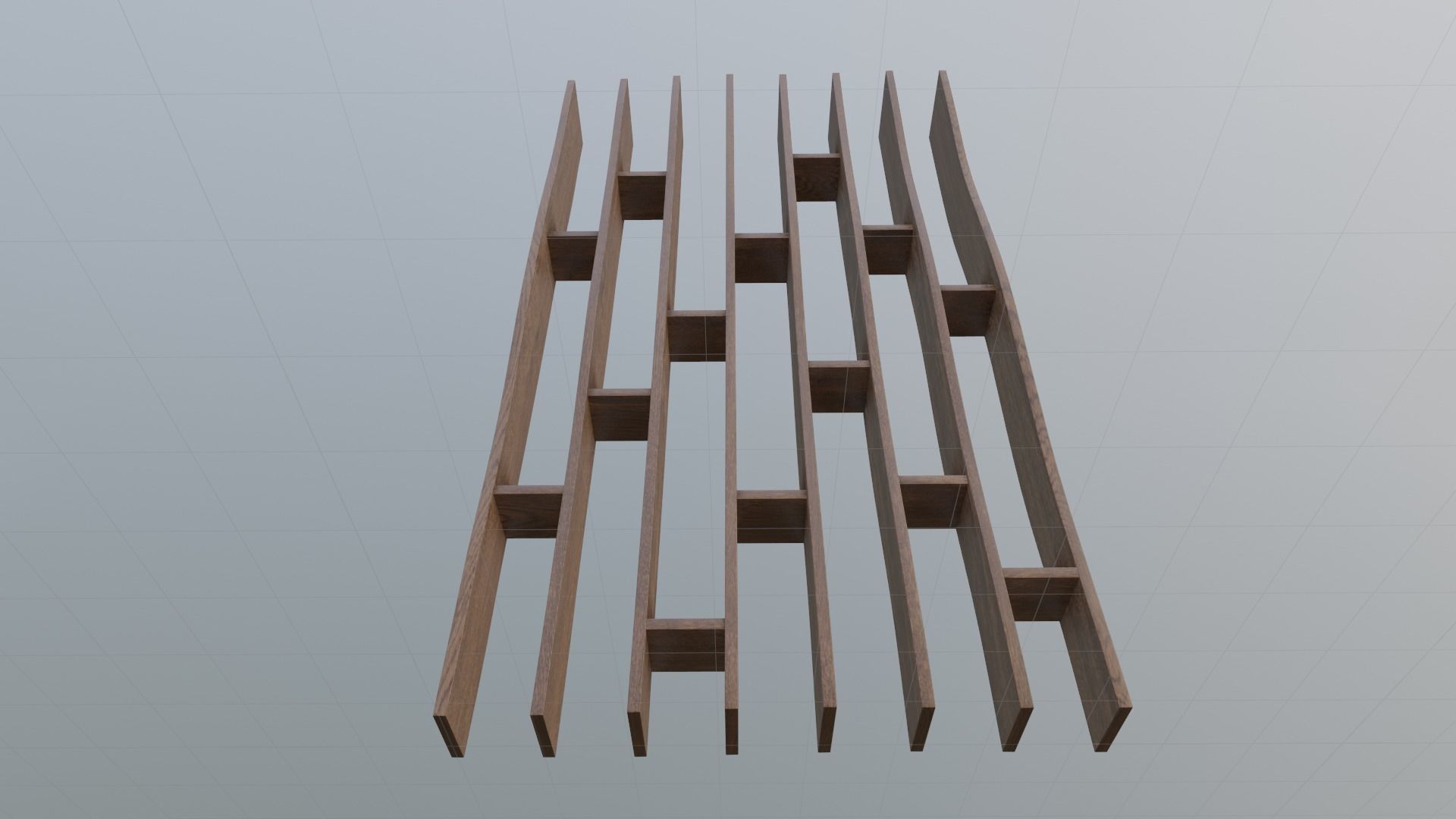 Bookcase wooden wall shelf 3D model_4