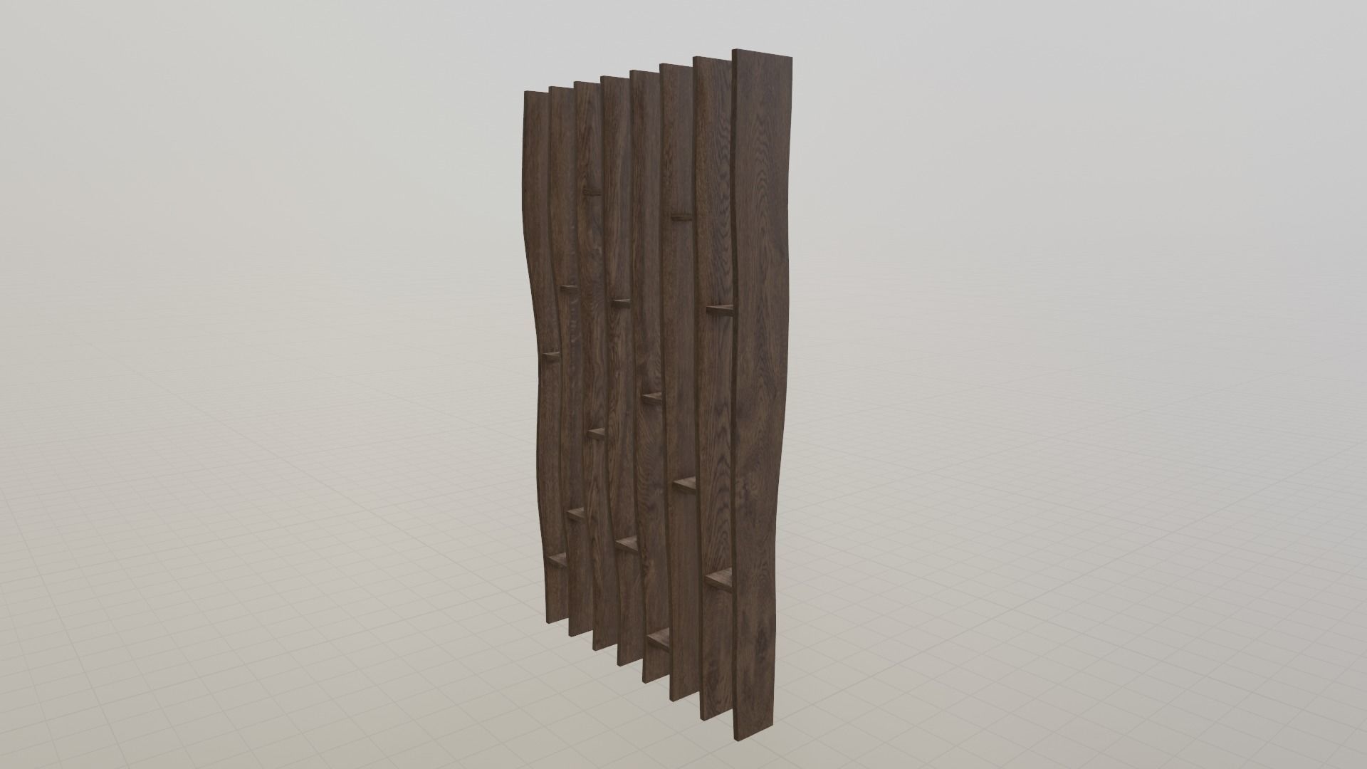 Bookcase wooden wall shelf 3D model_2