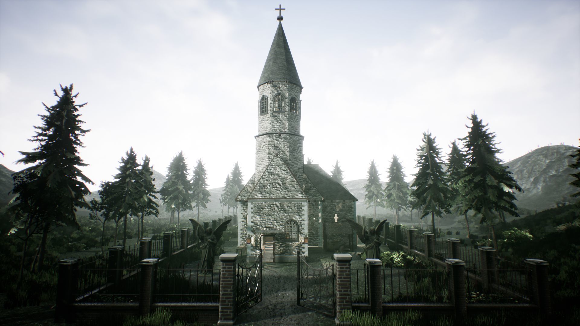 Stone Church Unreal Engine  Low-poly 3D model_5
