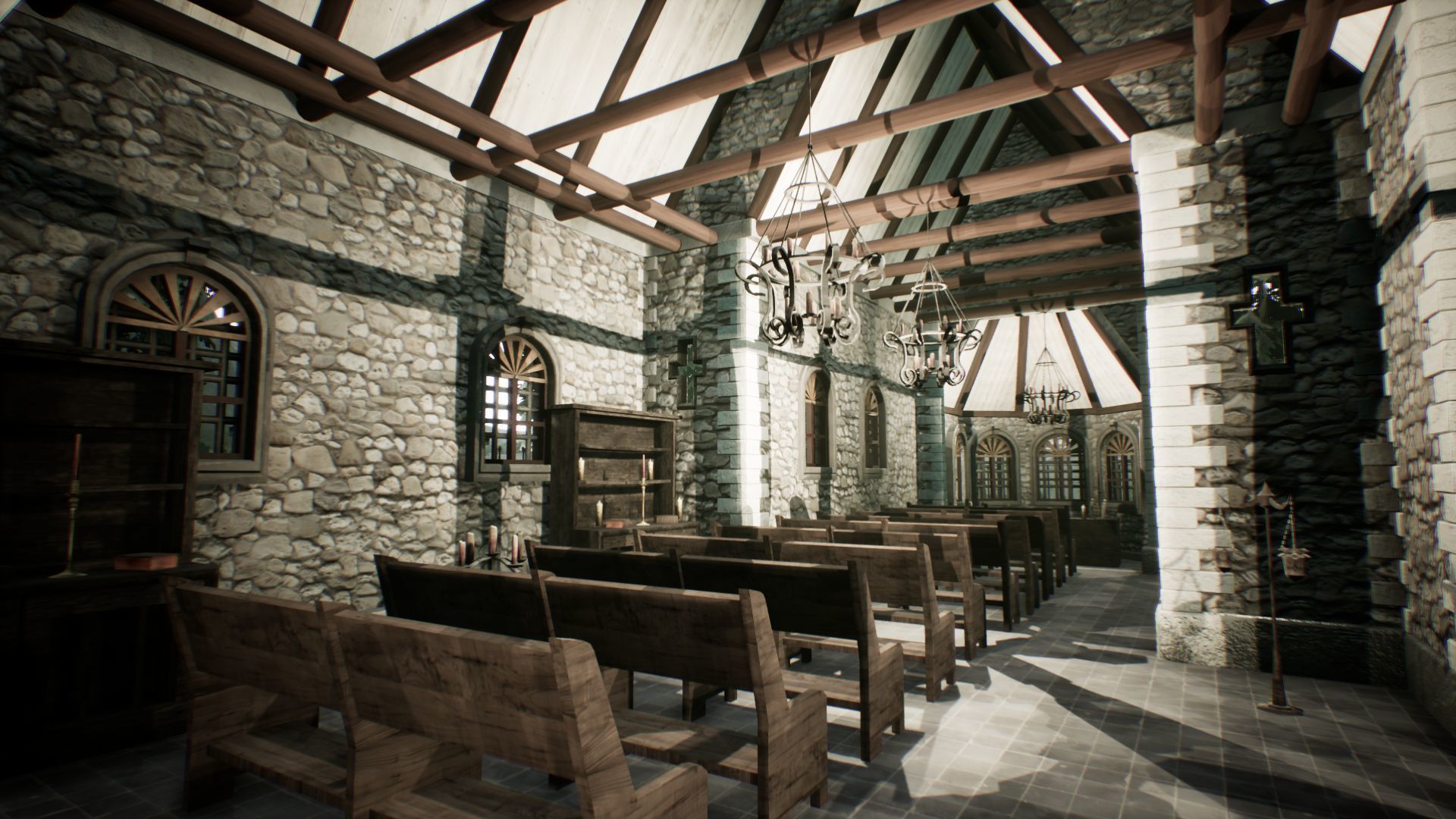 Stone Church Unreal Engine  Low-poly 3D model_14
