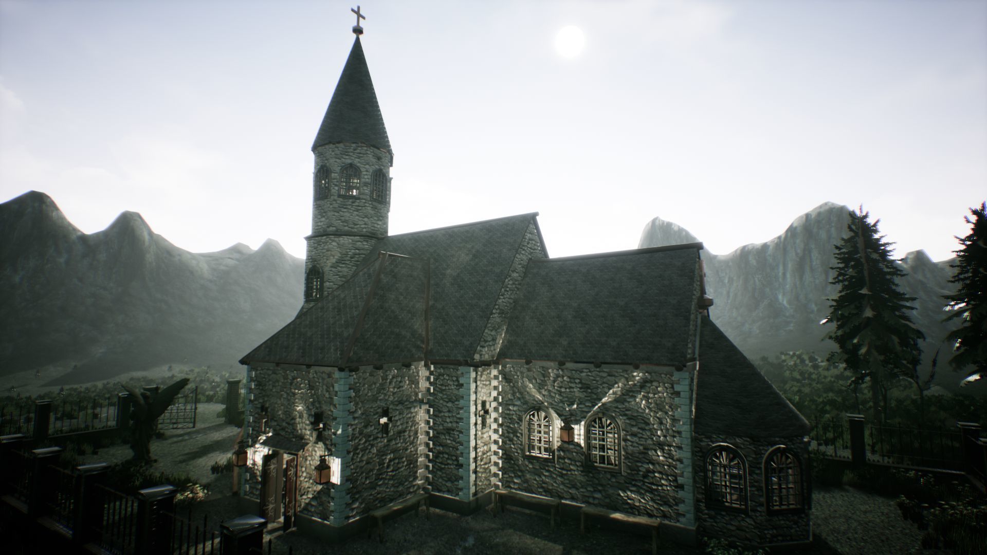 Stone Church Unreal Engine  Low-poly 3D model_4