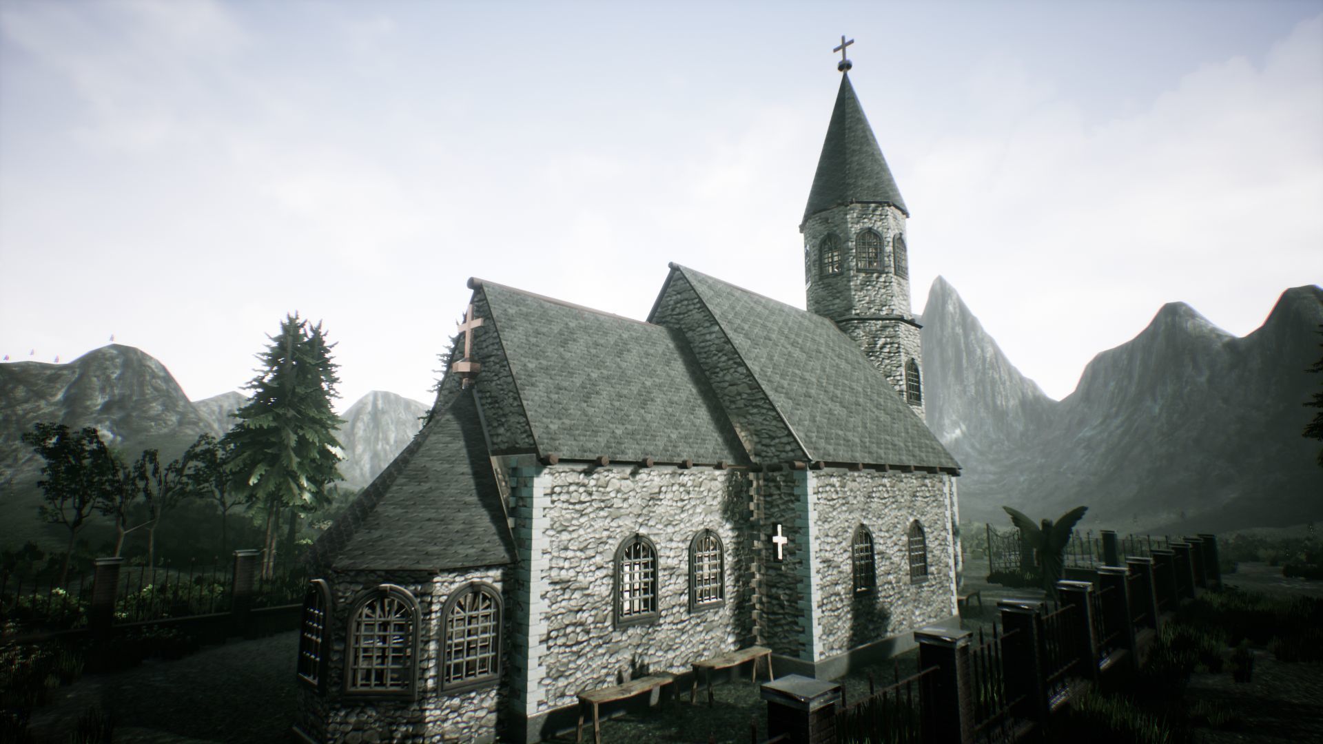 Stone Church Unreal Engine  Low-poly 3D model_2