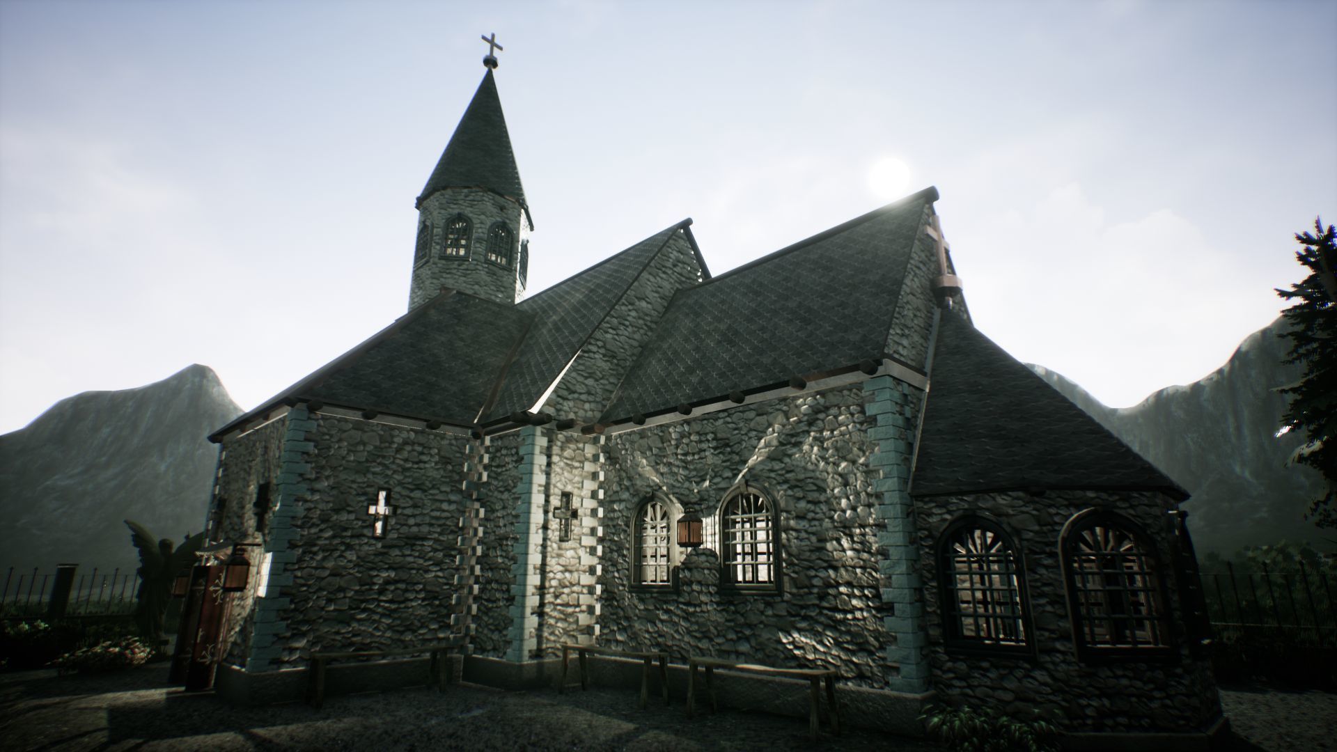 Stone Church Unreal Engine  Low-poly 3D model_7