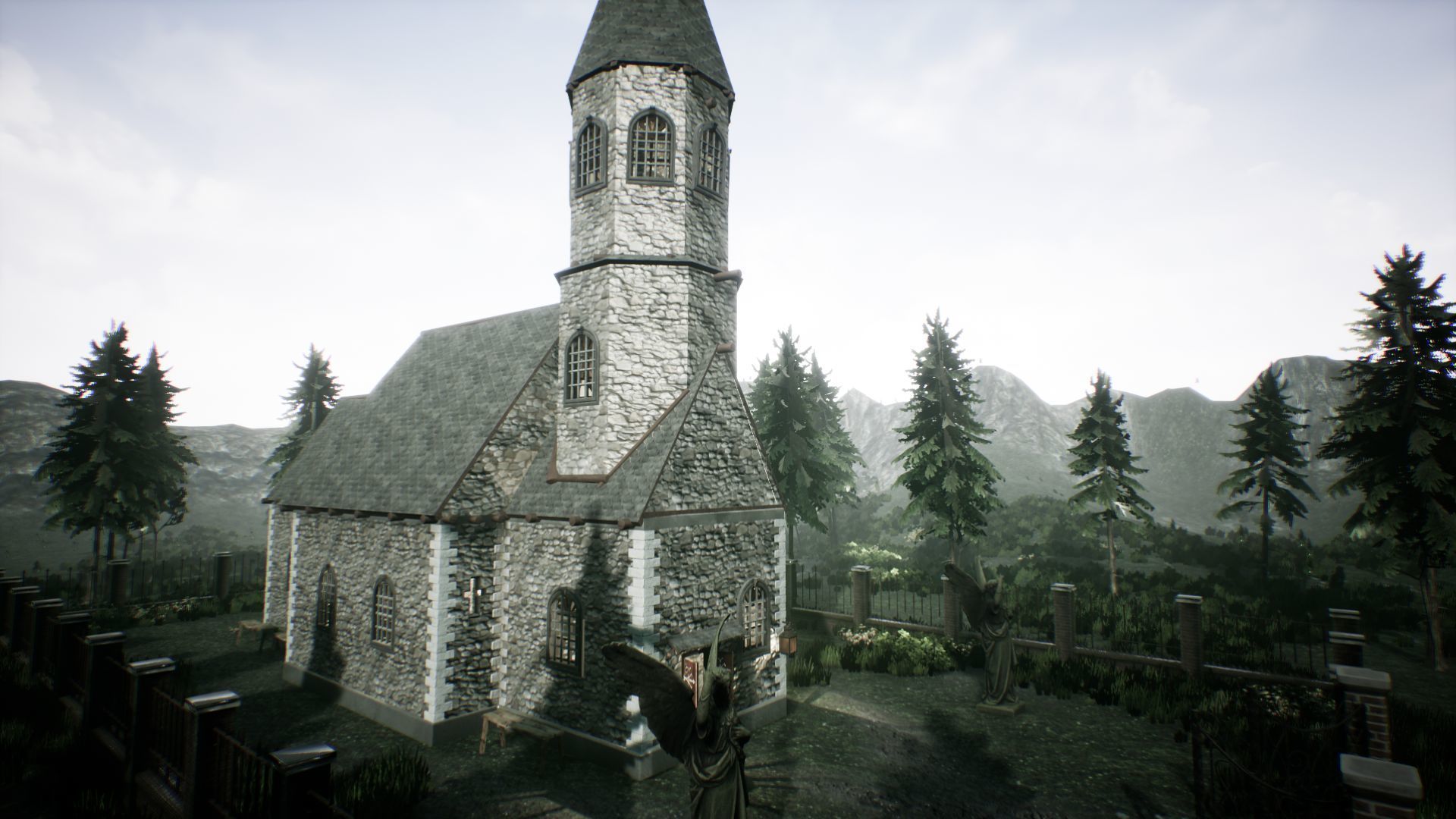 Stone Church Unreal Engine  Low-poly 3D model_3