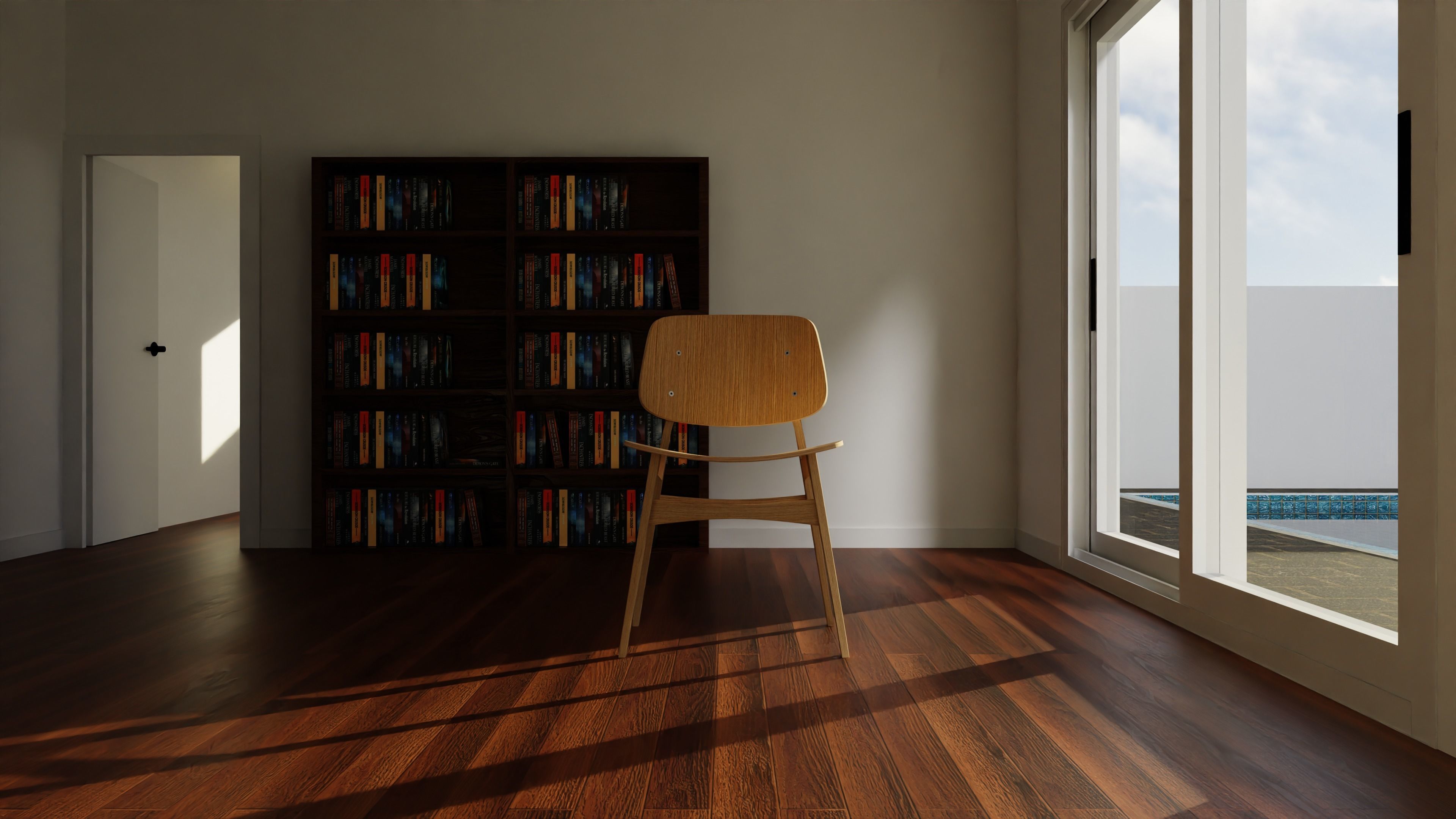Chair wooden 3D model_8