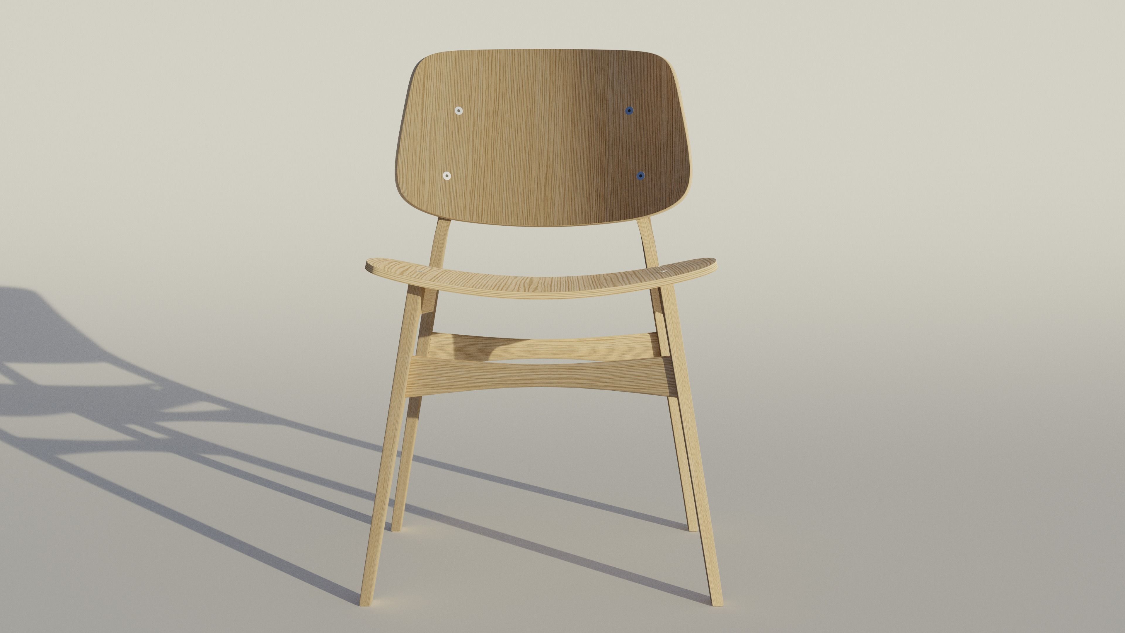Chair wooden 3D model_9