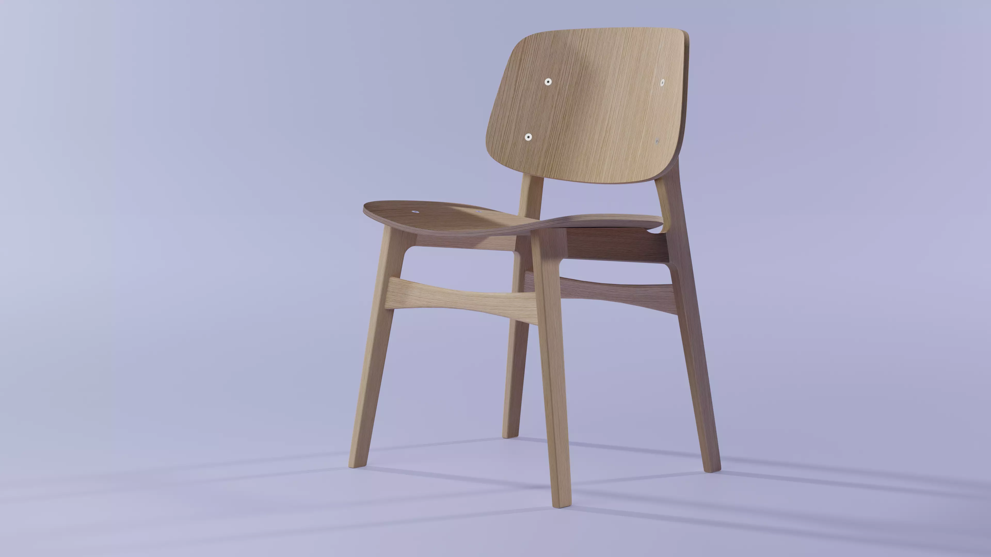 Chair wooden 3D model_0