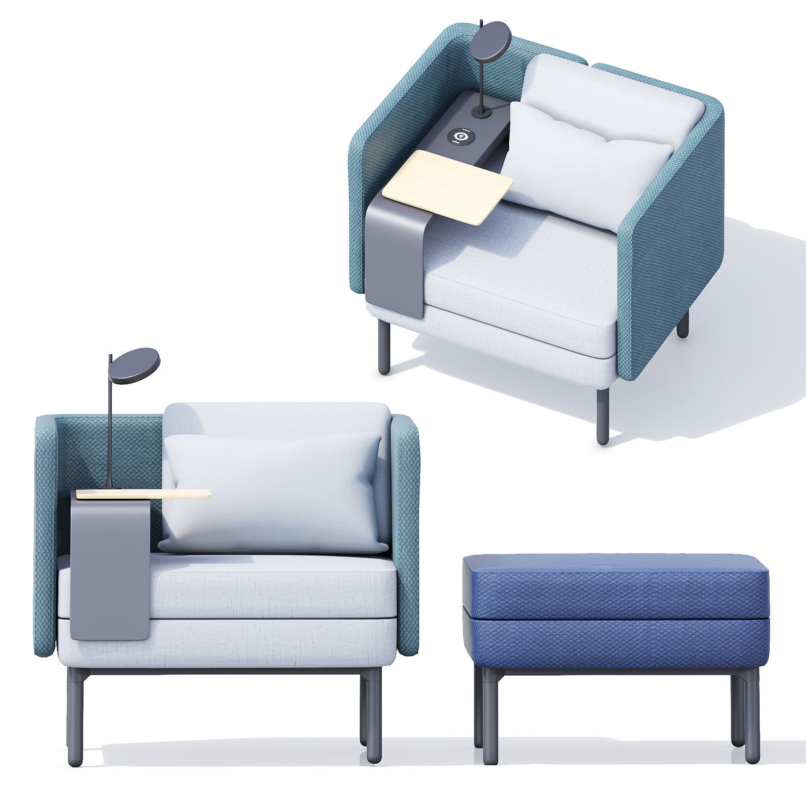 Royal-Ahrend-Charge-lounge Collection two seater sofa 3D model_2