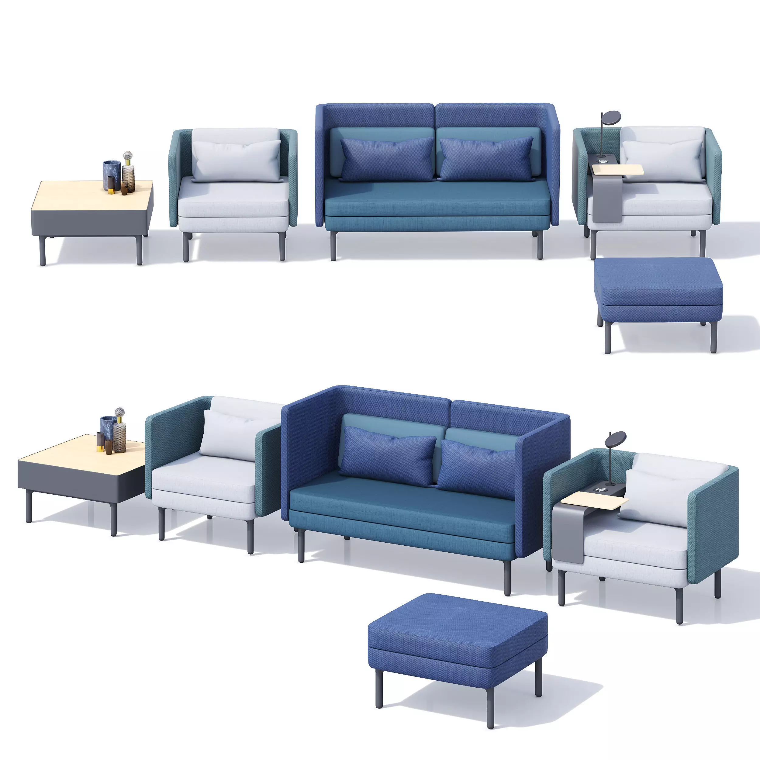 Royal-Ahrend-Charge-lounge Collection two seater sofa 3D model_0