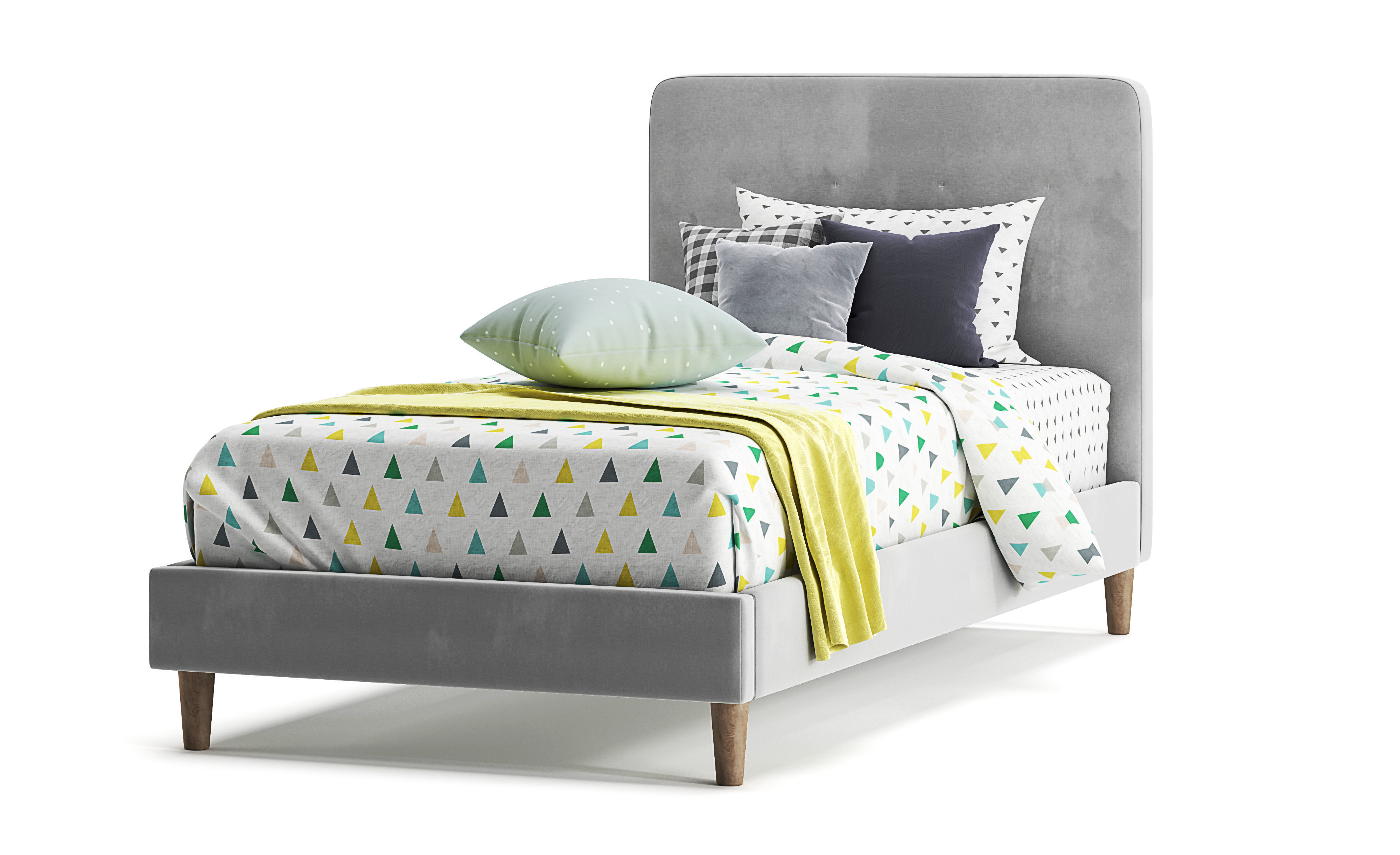 Harlow single upholstered Bed 3D model_8