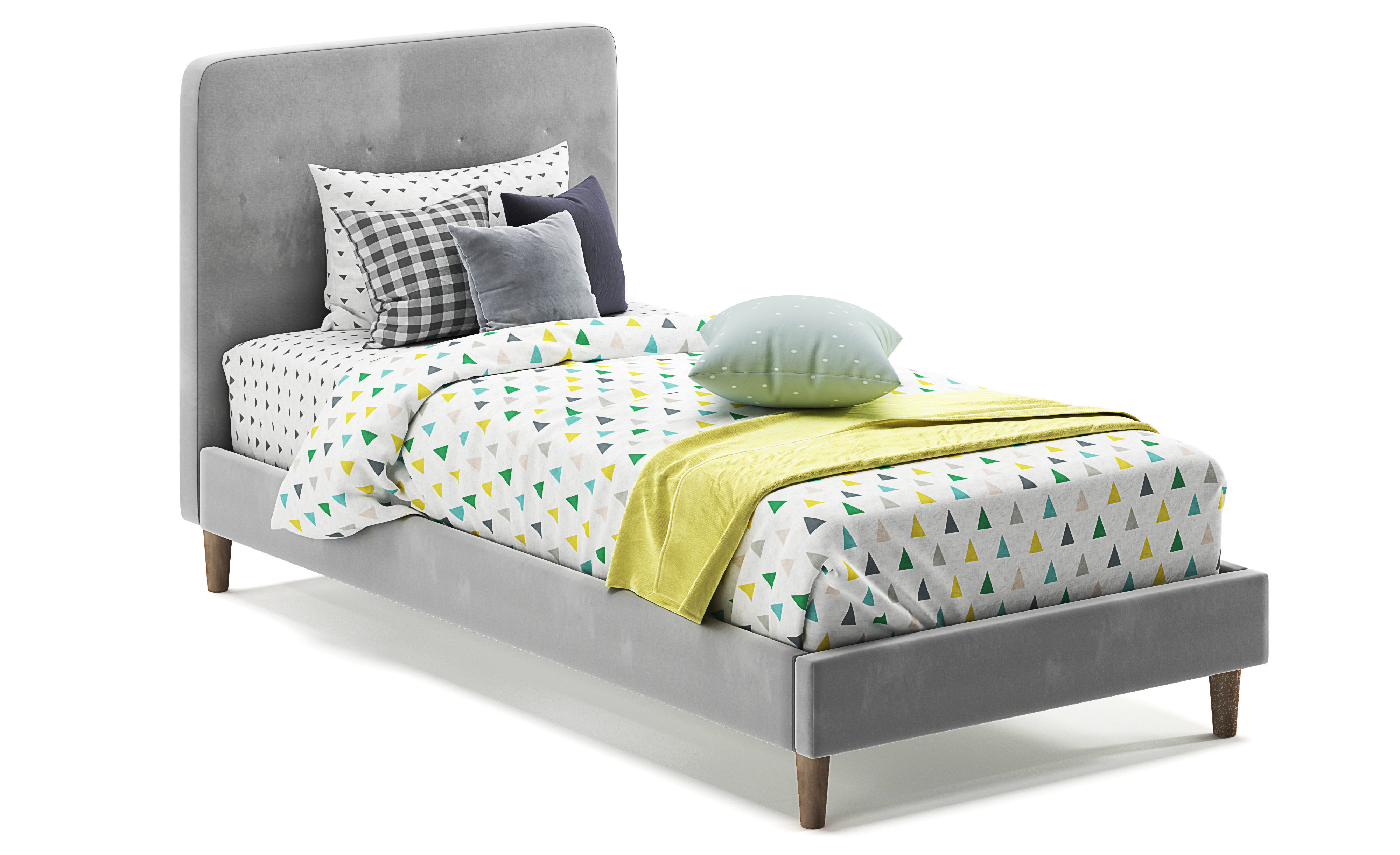 Harlow single upholstered Bed 3D model_7