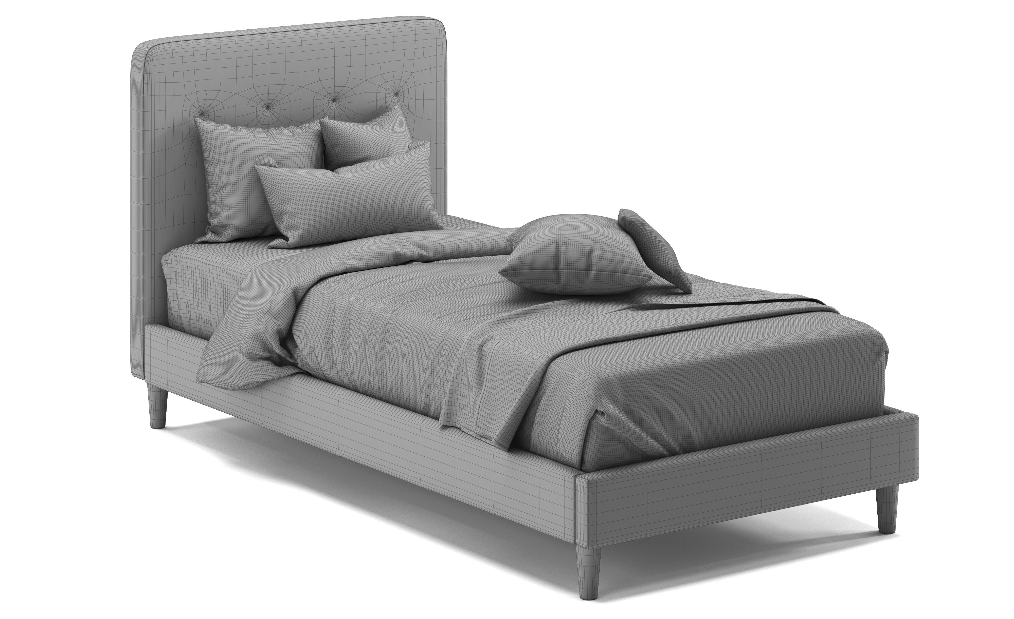 Harlow single upholstered Bed 3D model_5