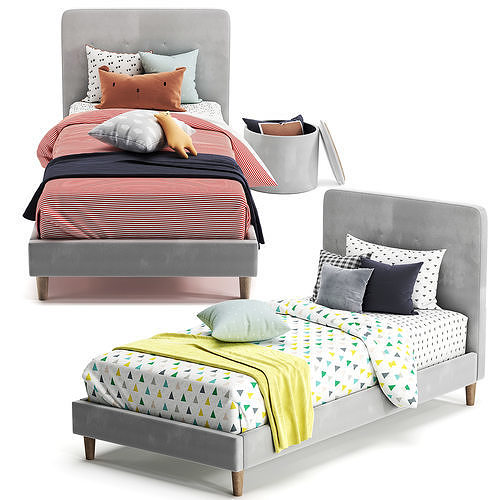 Harlow single upholstered Bed 3D model