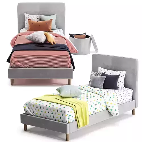 Harlow single upholstered Bed 3D model