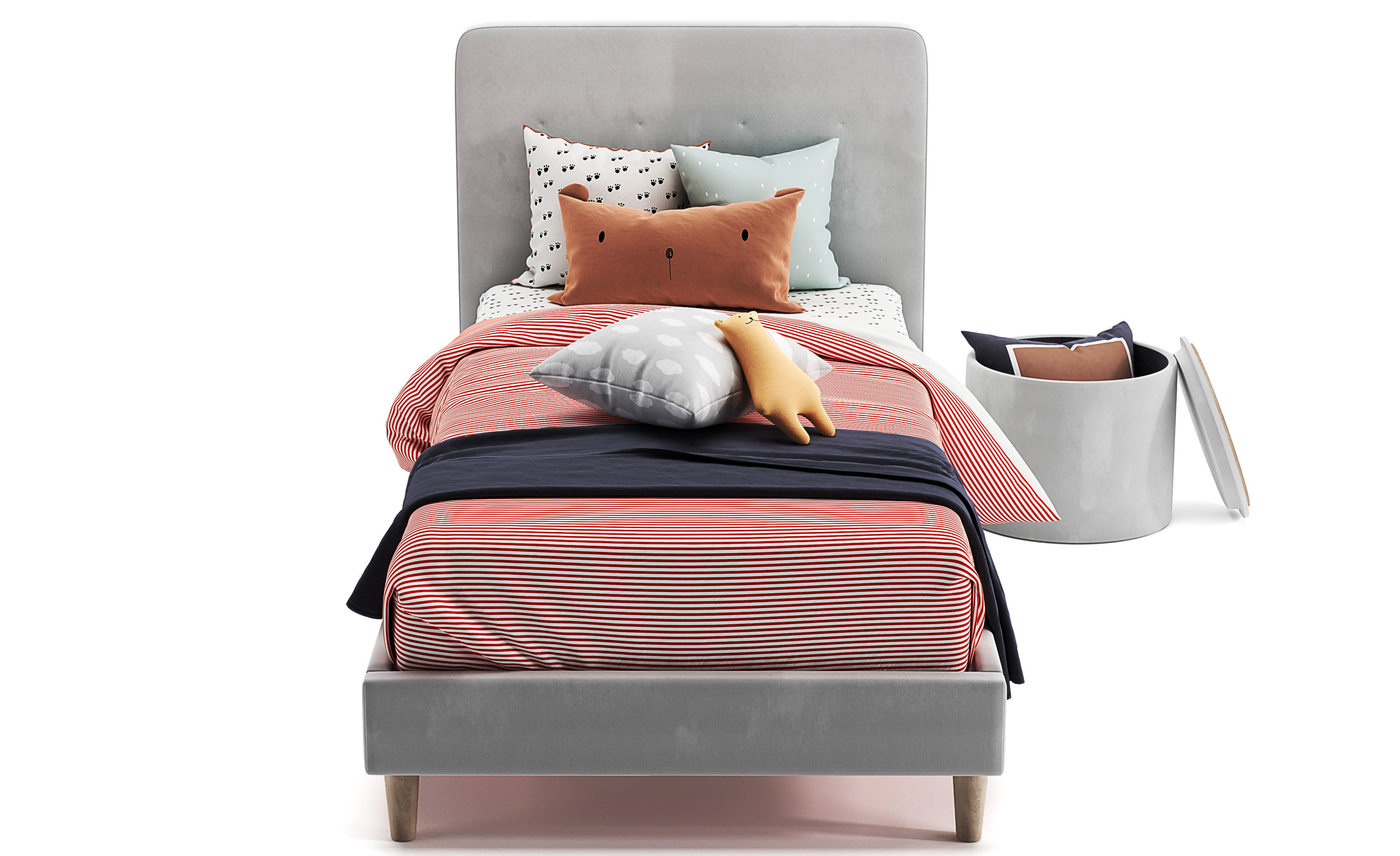 Harlow single upholstered Bed 3D model_4