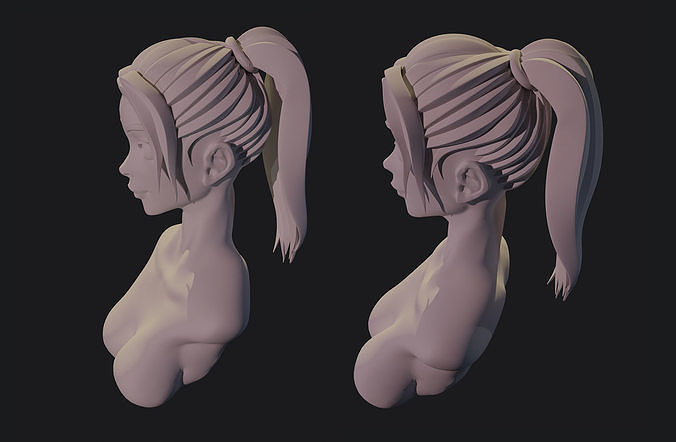 Stylized hair 3D model