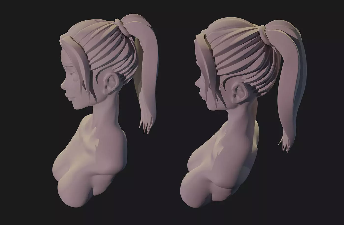 Stylized hair 3D model