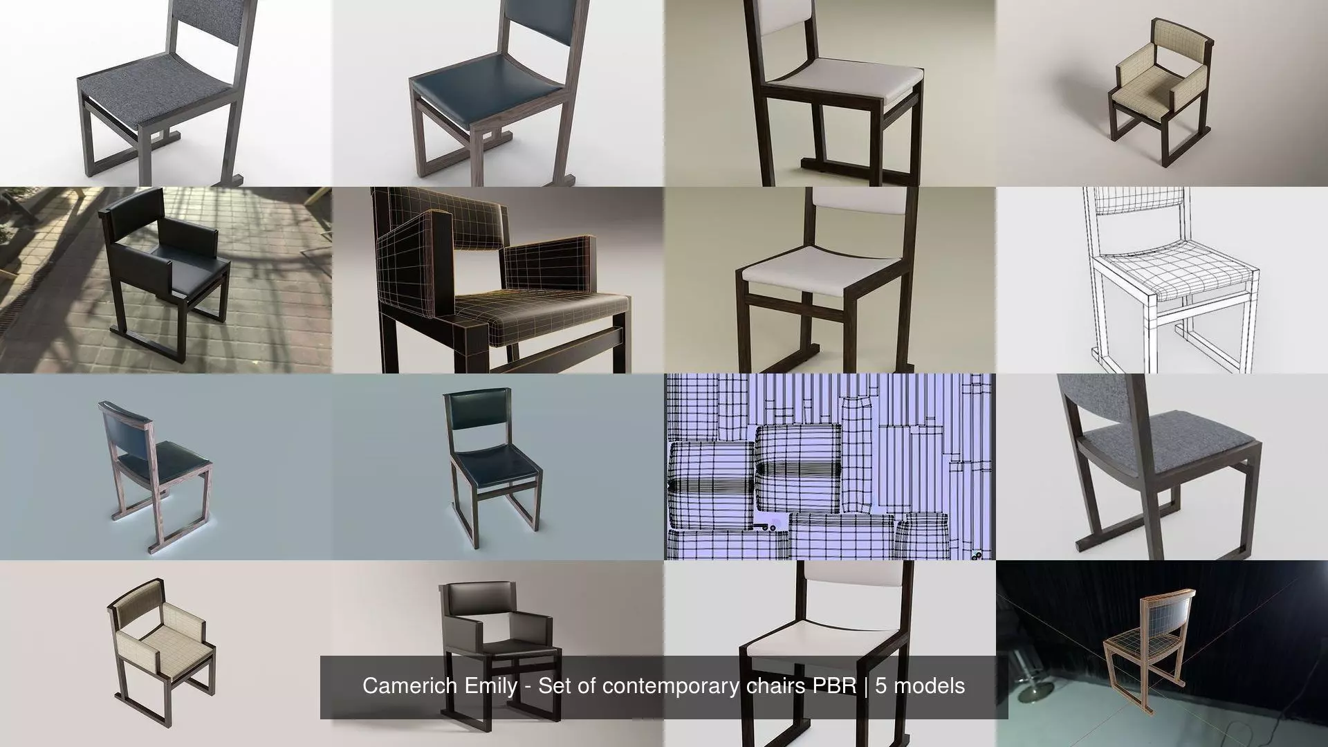 Camerich Emily - Set of contemporary chairs PBR 3D Model Collection_0