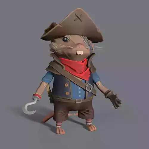 Mouse pirate Low-poly 3D model
