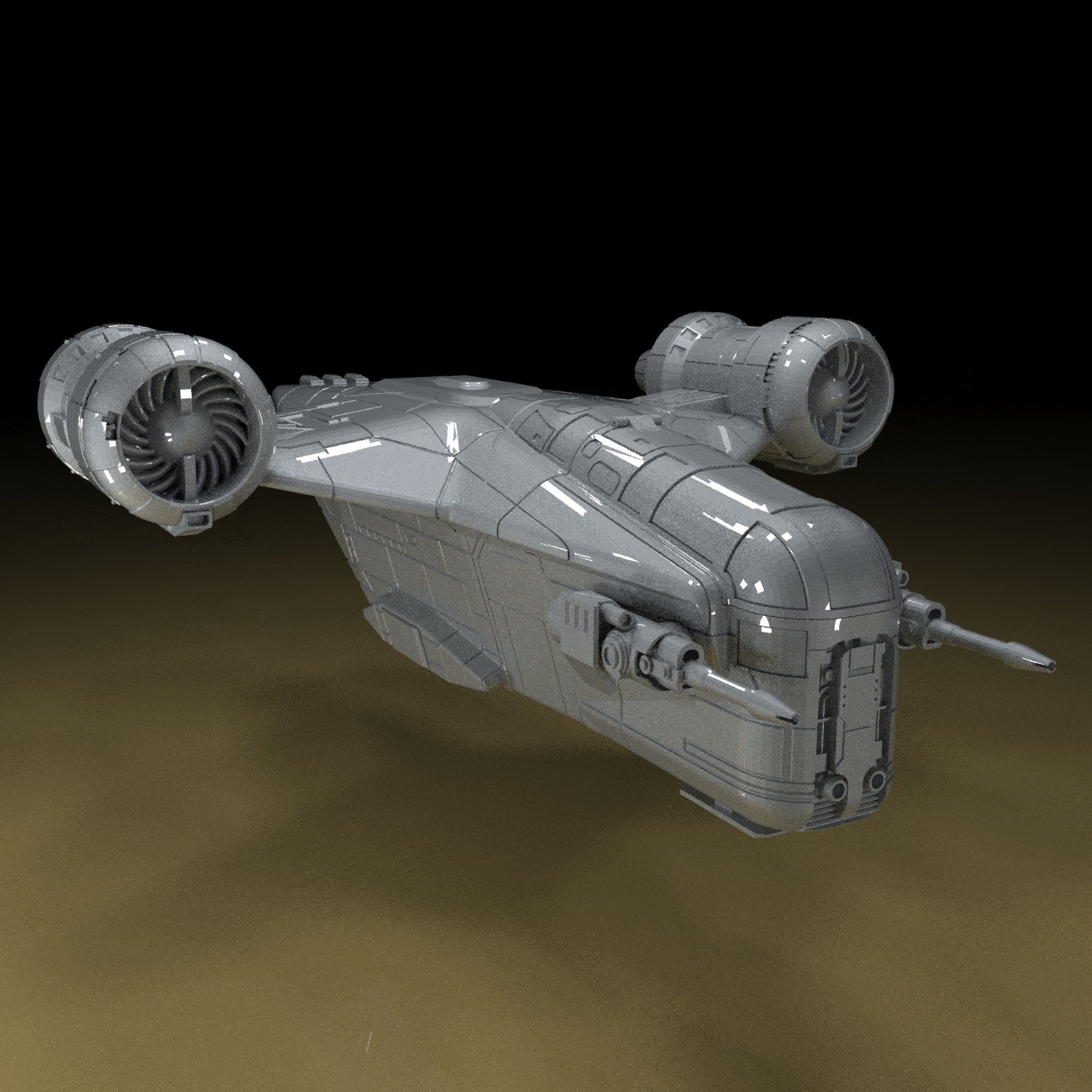 Razor Crest Spaceship with moving parts 3D Model ready to Print 3D print model_4