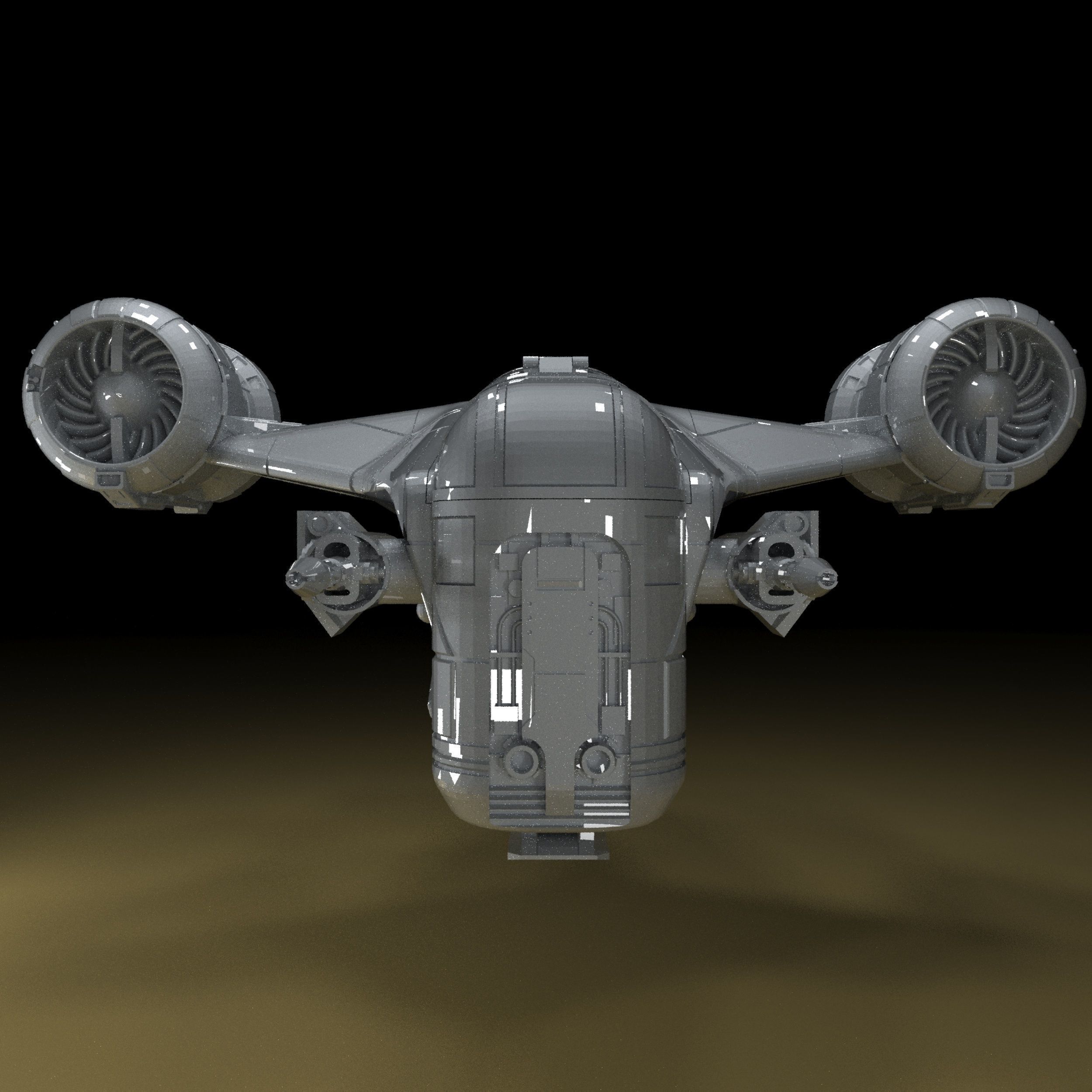 Razor Crest Spaceship with moving parts 3D Model ready to Print 3D print model_5
