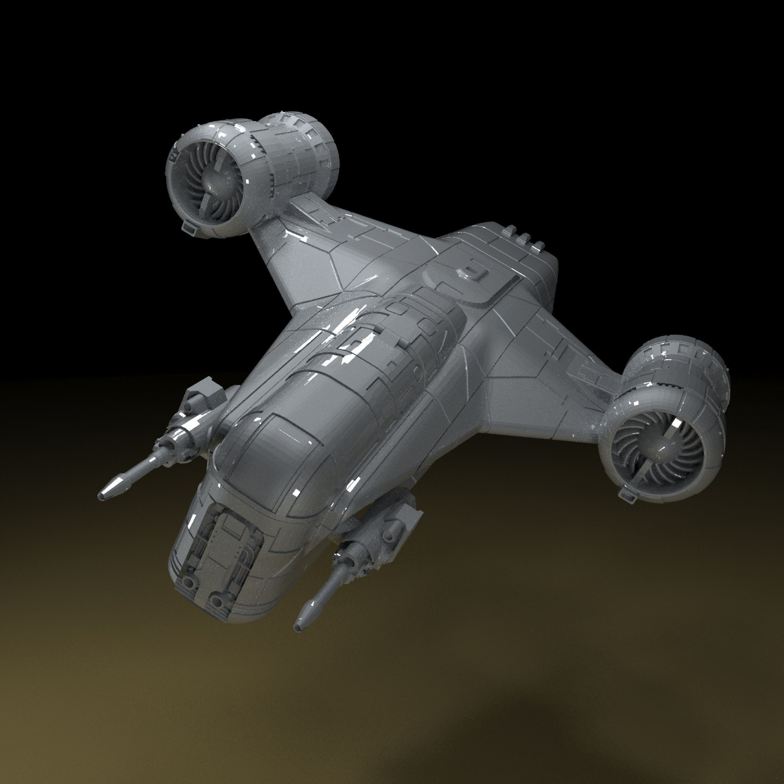 Razor Crest Spaceship with moving parts 3D Model ready to Print 3D print model_1