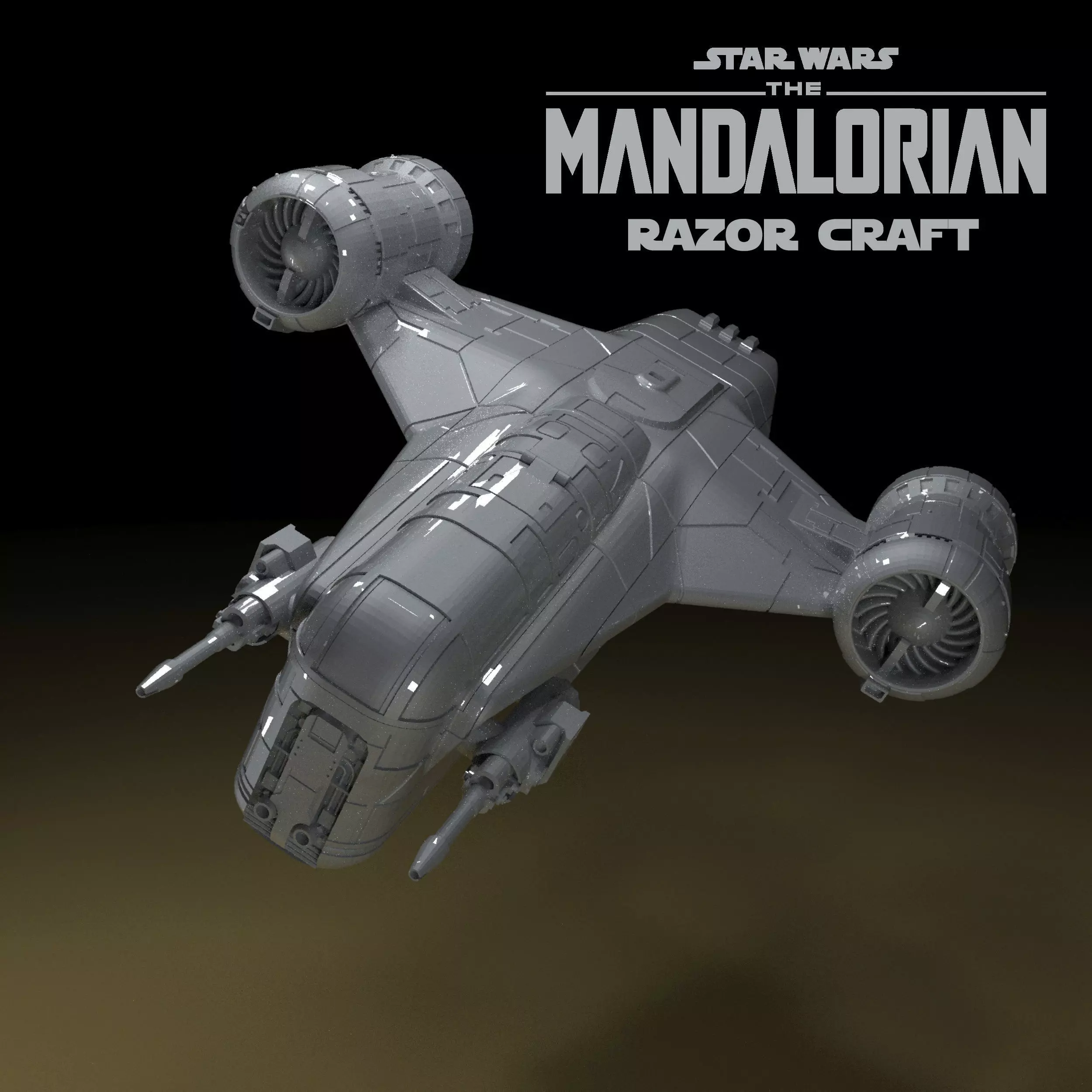 Razor Crest Spaceship with moving parts 3D Model ready to Print 3D print model_0