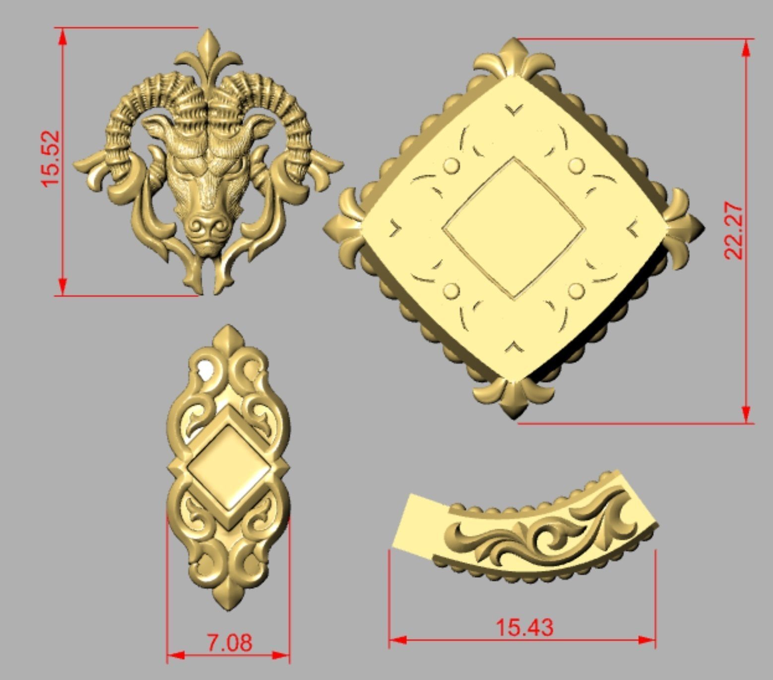 Zodiac signs Cufflinks Ram 3D print model_10