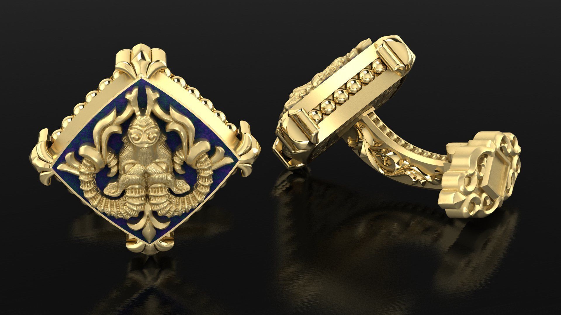 Zodiac signs Cufflinks Ram 3D print model_1