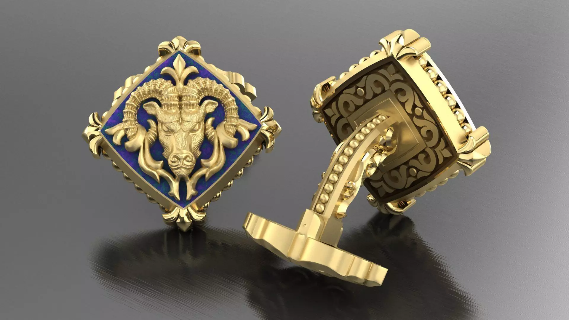 Zodiac signs Cufflinks Ram 3D print model_0