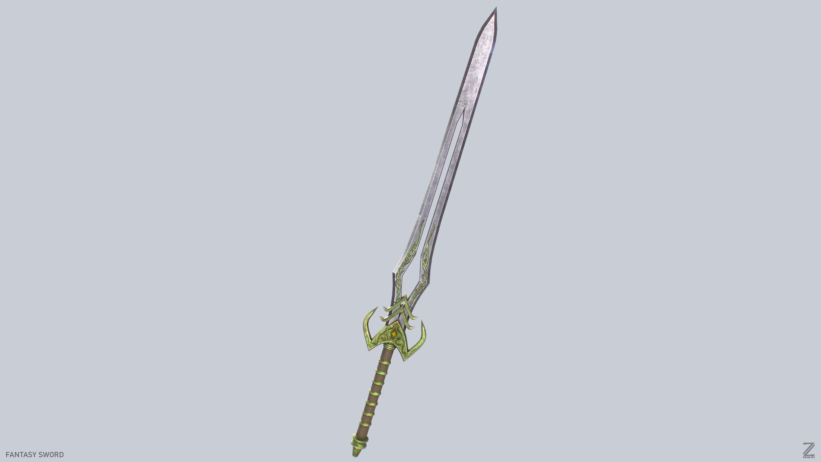 Fantasy sword Low-poly 3D model_6