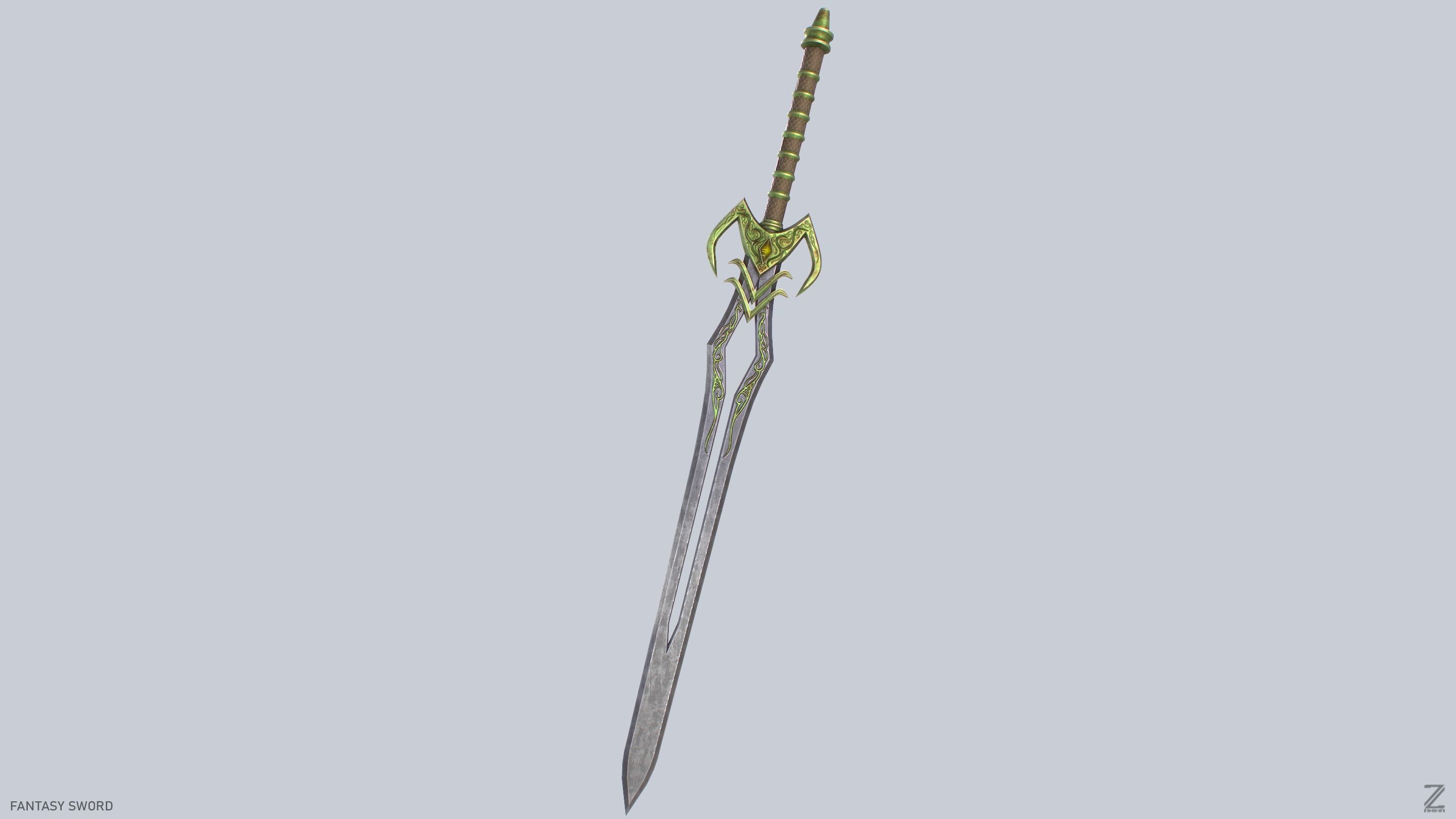 Fantasy sword Low-poly 3D model_7