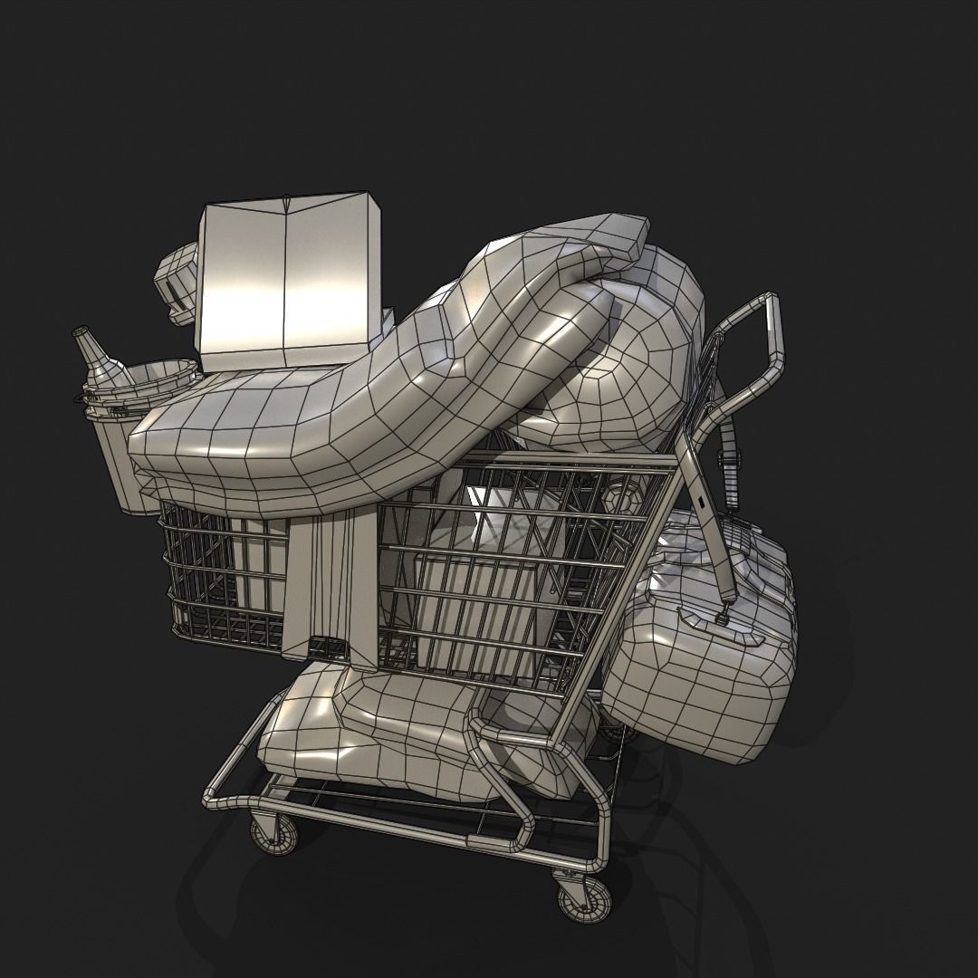 Homeless shopping cart Gameready Prop Low-poly 3D model_5