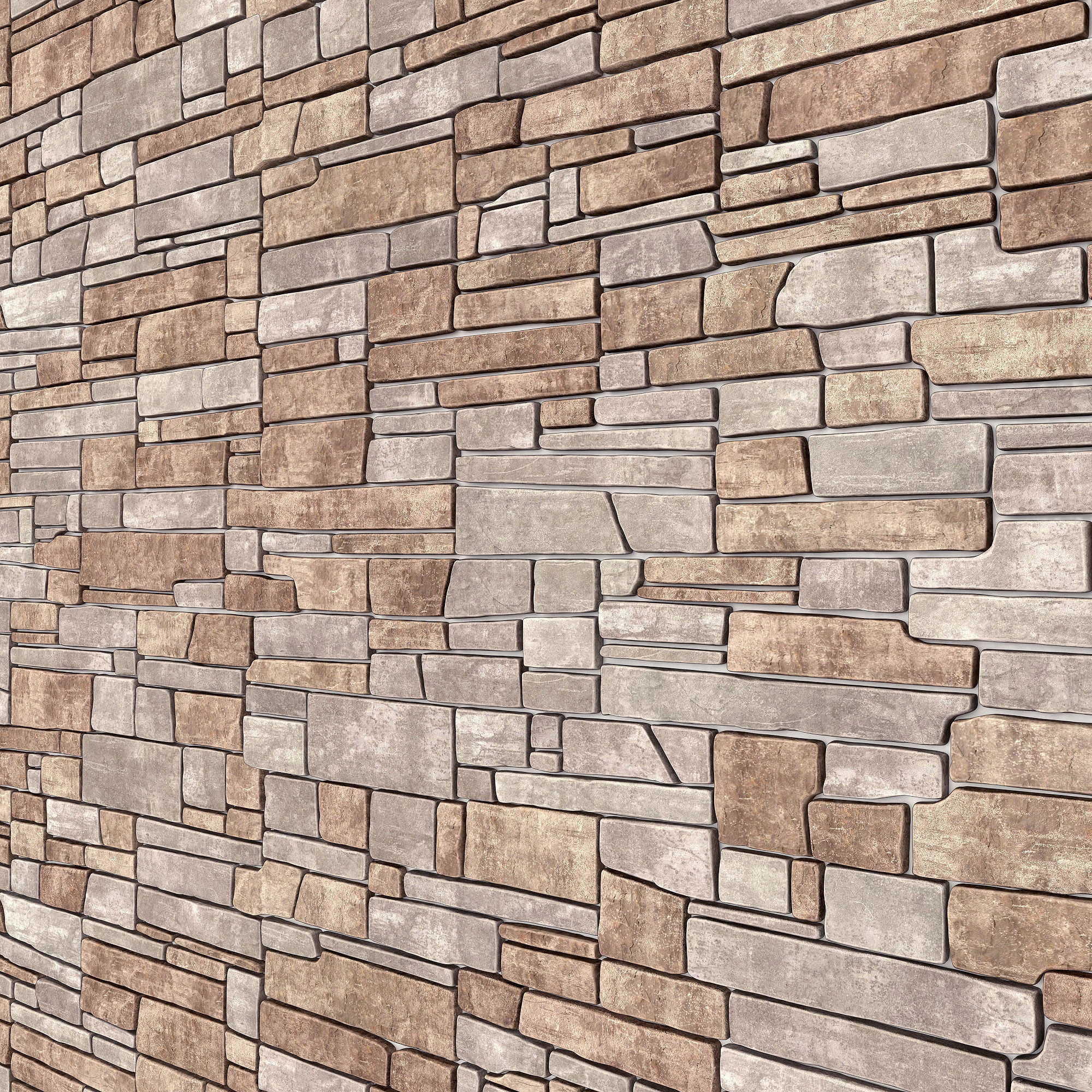 Wall stone clincer panel many part n1 3D model_12