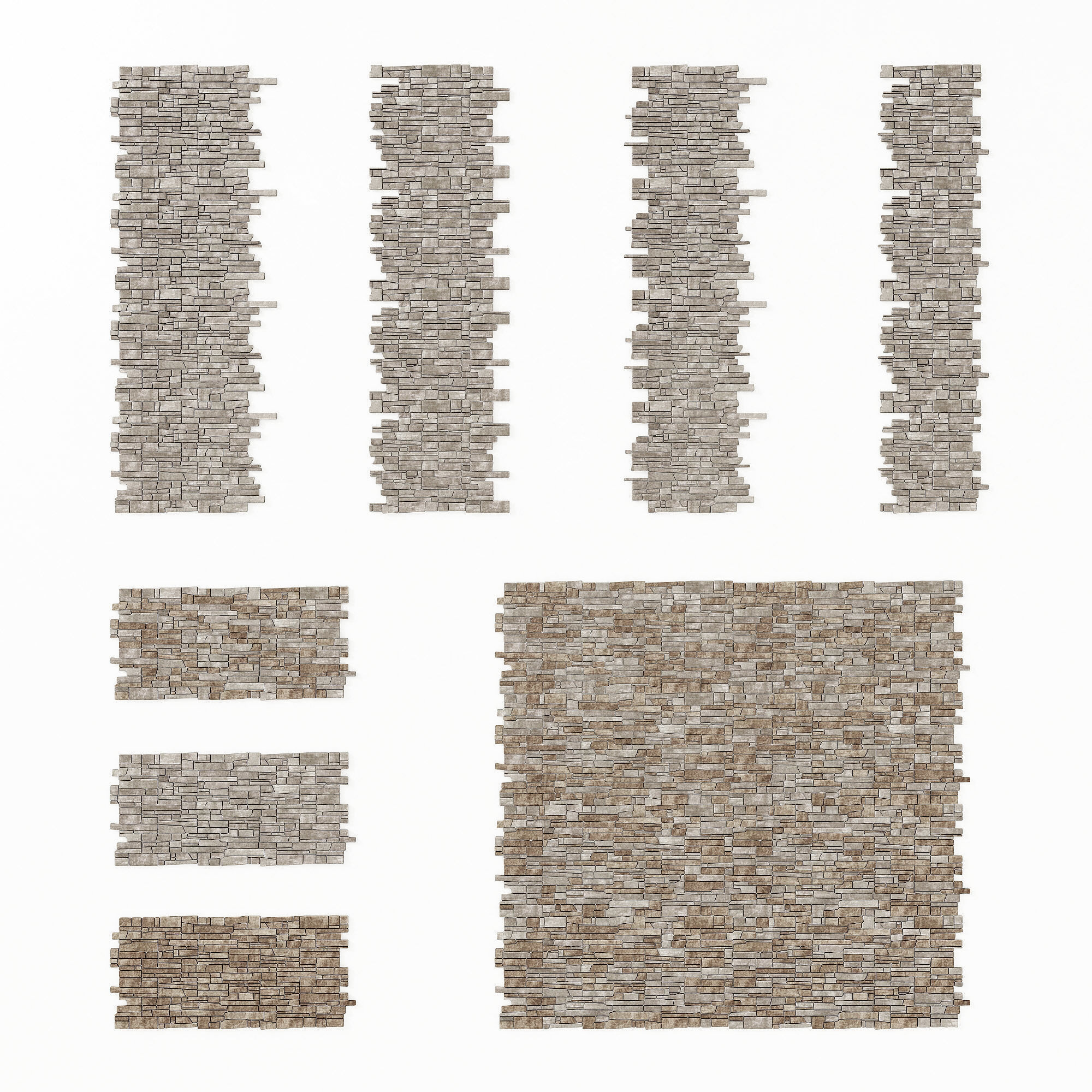 Wall stone clincer panel many part n1 3D model_1